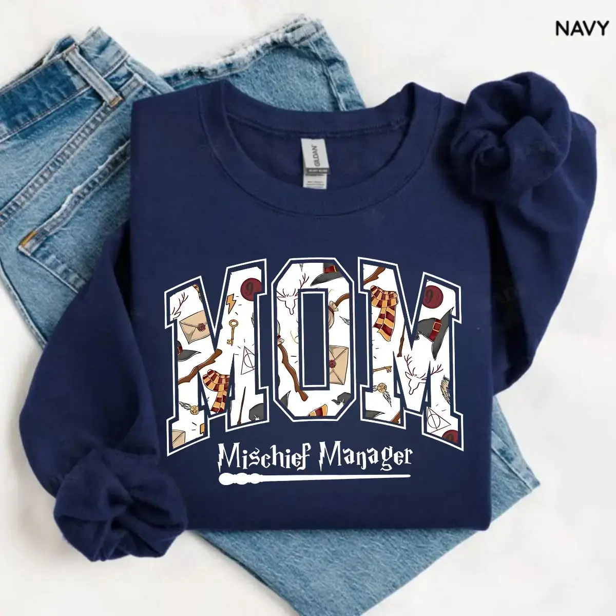 Gildan Sweatshirt Mystical Mom, Magical Mama Halloween Graphic Shirt, Spooky Fantasy Mom Tee, Cute Fall Gift for Moms - photo 2