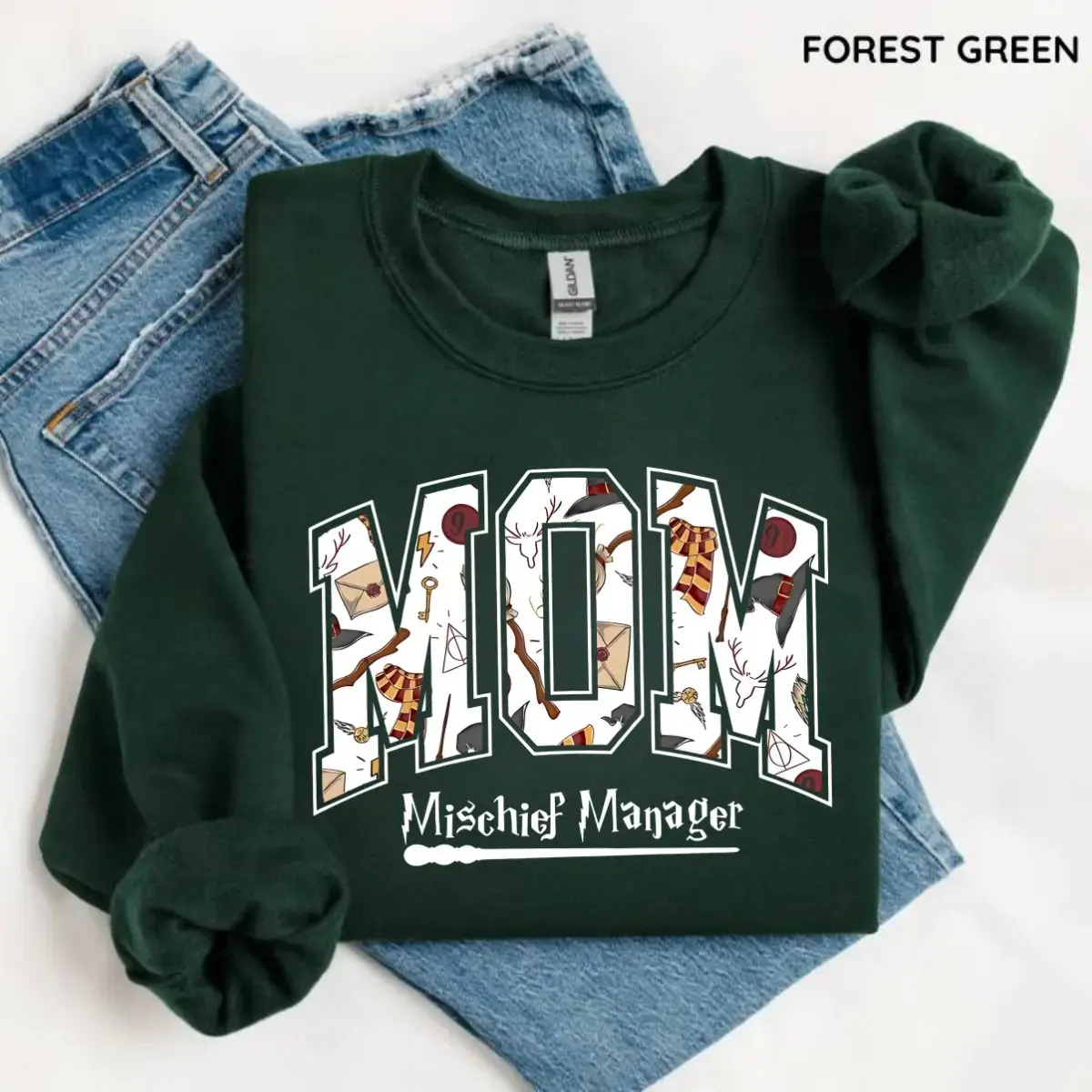 Gildan Sweatshirt Mystical Mom, Magical Mama Halloween Graphic Shirt, Spooky Fantasy Mom Tee, Cute Fall Gift for Moms - photo 5