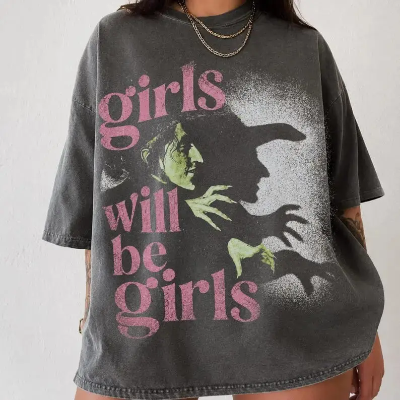 Comfort Colors Girls Will Be Girls Shirt, Witchy Feminist Vintage Summerween Grunge Halloween Tee