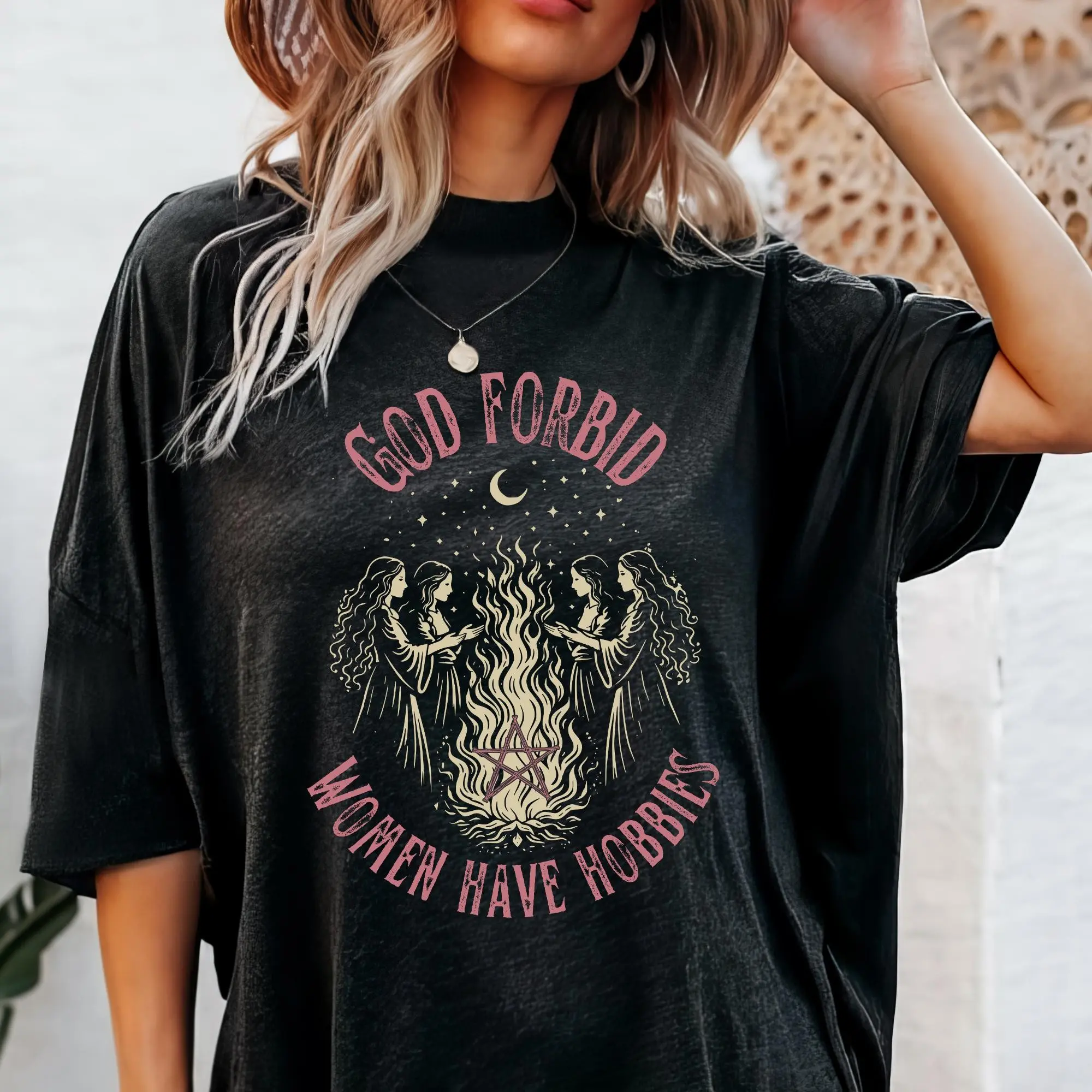 God Forbid Women Have Hobbies Shirt, Funny Witchy Feminist Sarcastic Coven Tee, Gothic Halloween Gift - photo 5