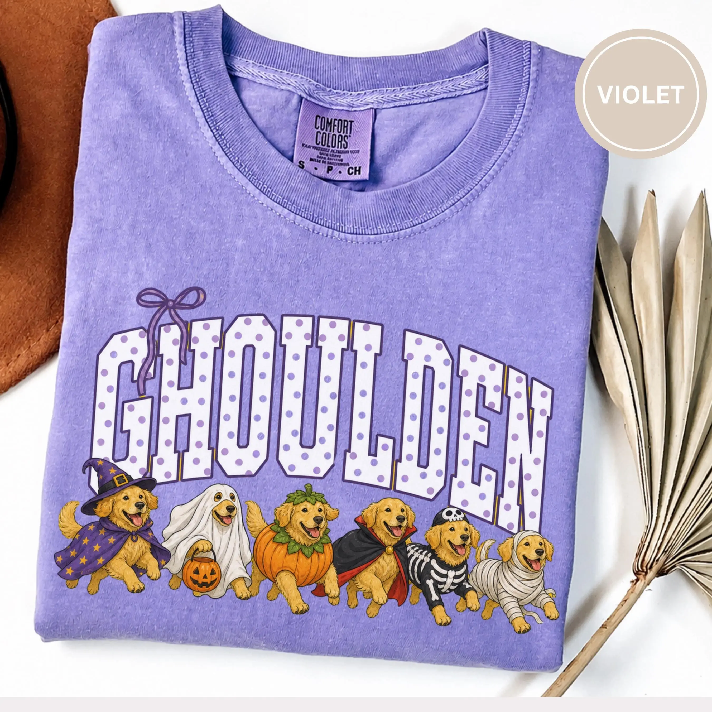 Comfort Colors Golden Retriever Halloween Shirt, Funny Dog Mom Spooky Season Fall Tee