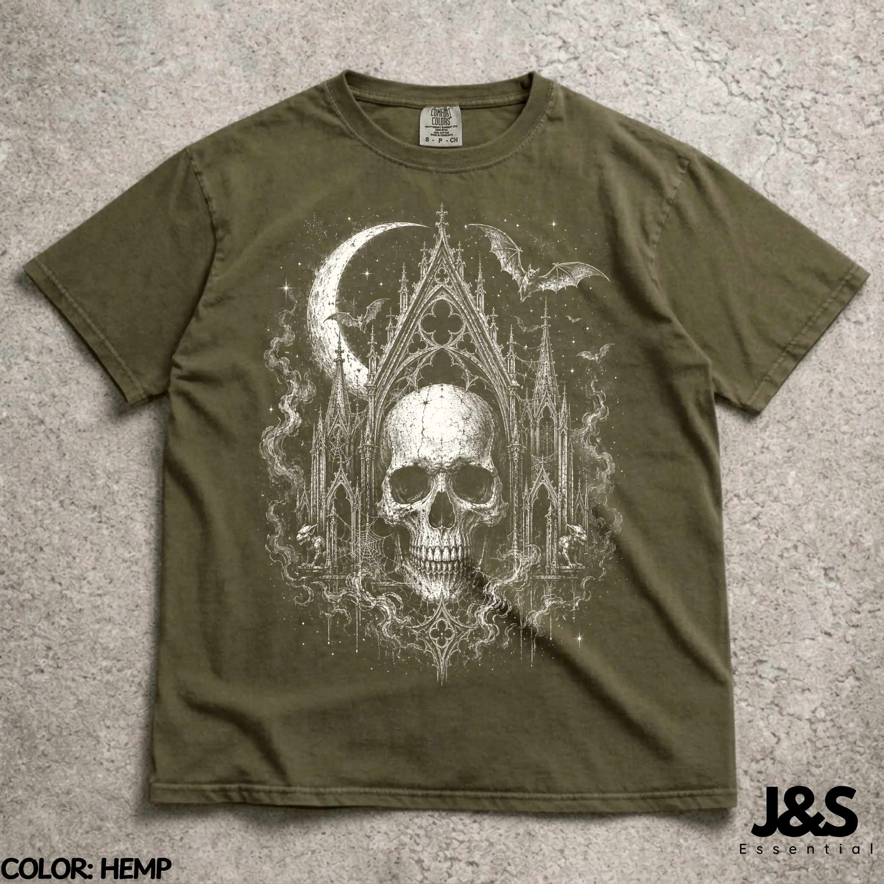 Gothic Skull Cathedral Shirt, Dark Academia Goth Tee, Haunted Church Horror Aesthetic Halloween Graphic Top - photo 2