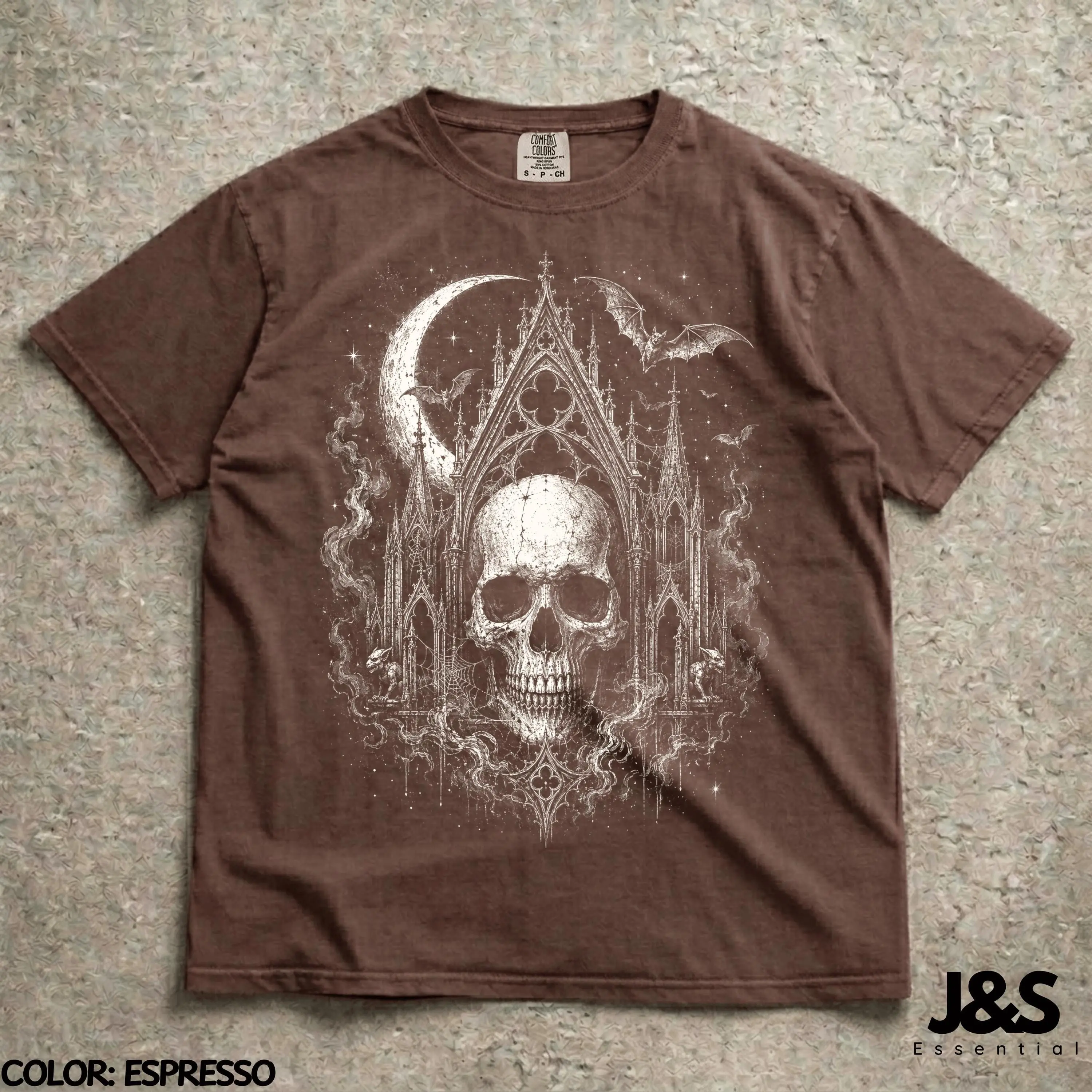 Gothic Skull Cathedral Shirt, Dark Academia Goth Tee, Haunted Church Horror Aesthetic Halloween Graphic Top - photo 3