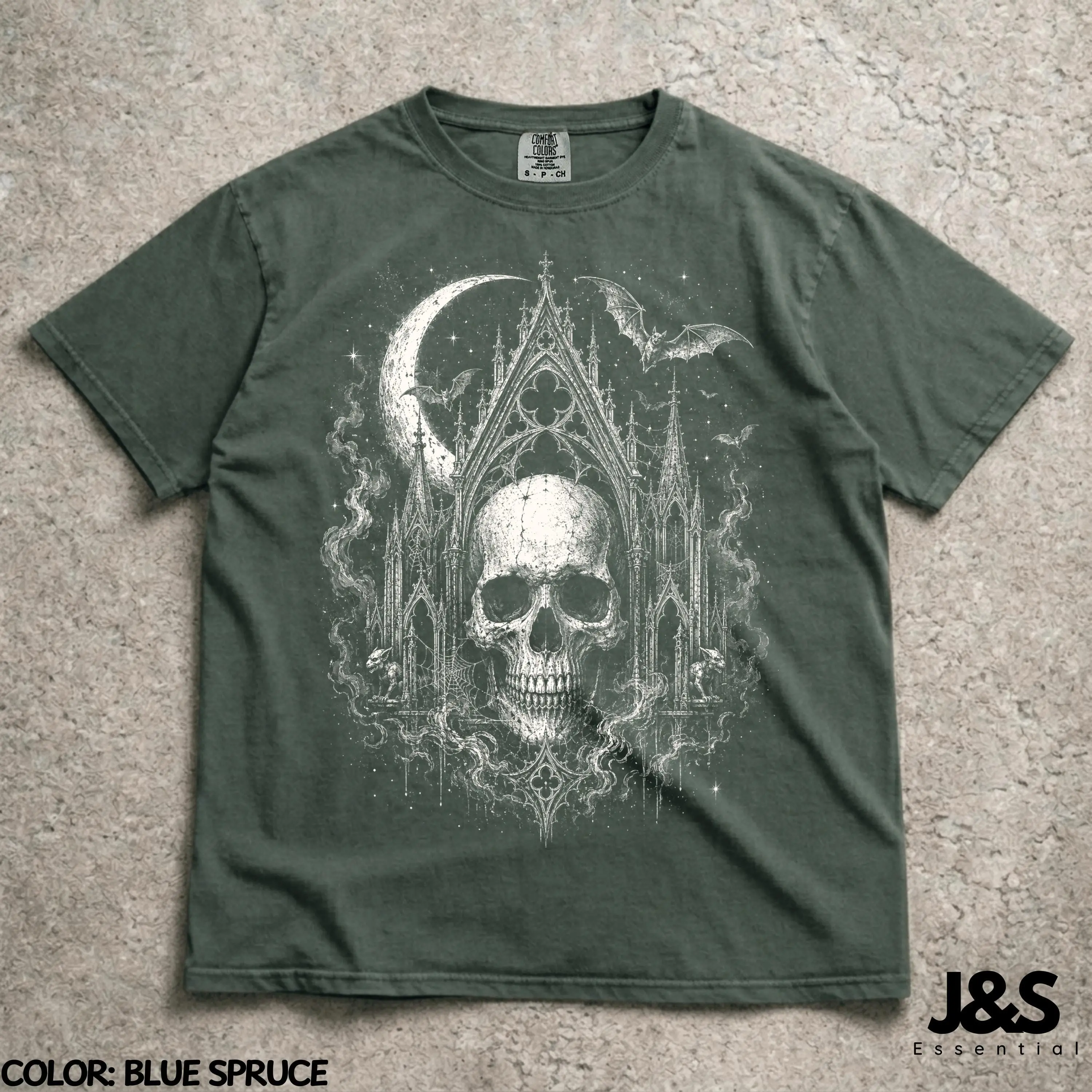 Gothic Skull Cathedral Shirt, Dark Academia Goth Tee, Haunted Church Horror Aesthetic Halloween Graphic Top - photo 4