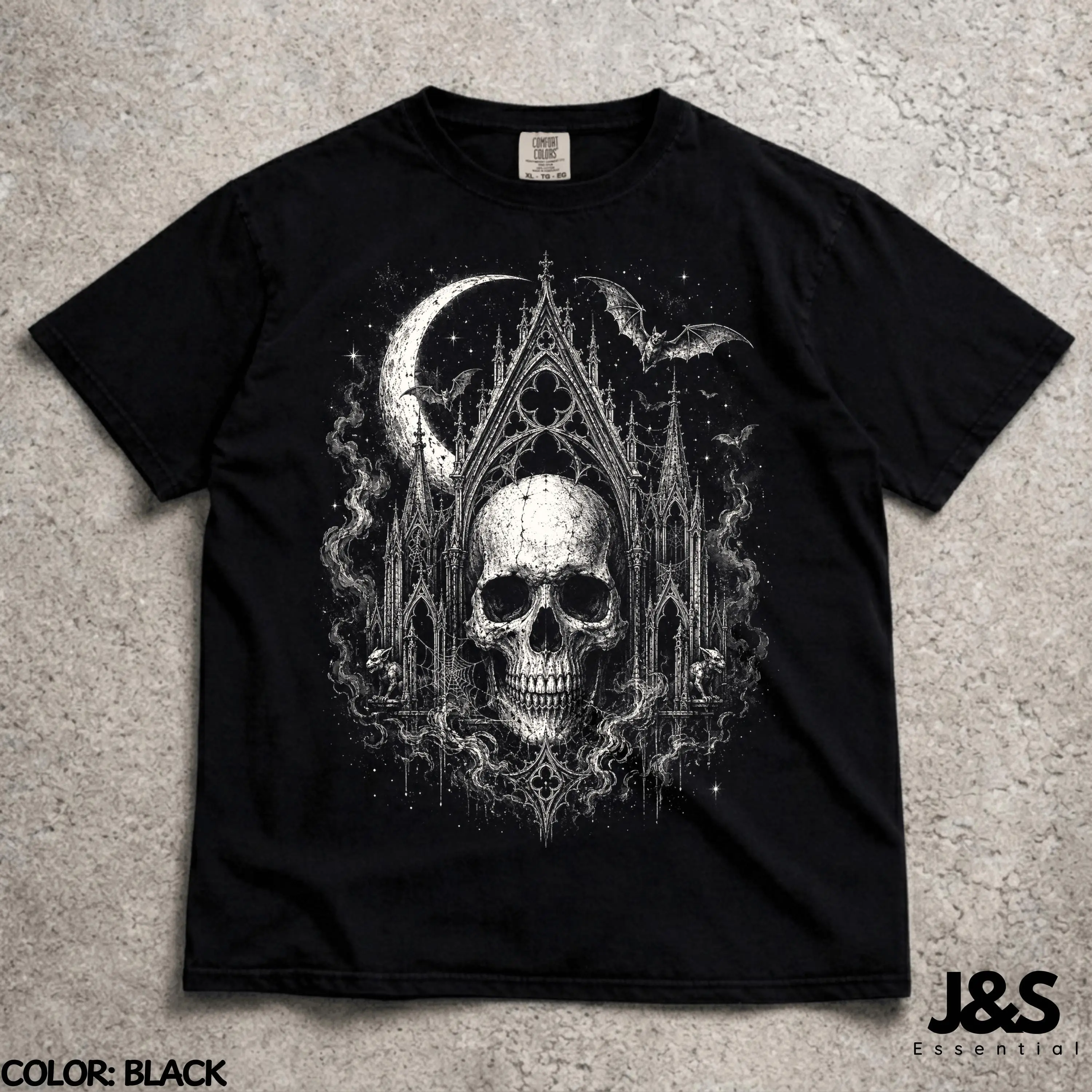 Gothic Skull Cathedral Shirt, Dark Academia Goth Tee, Haunted Church Horror Aesthetic Halloween Graphic Top - photo 5