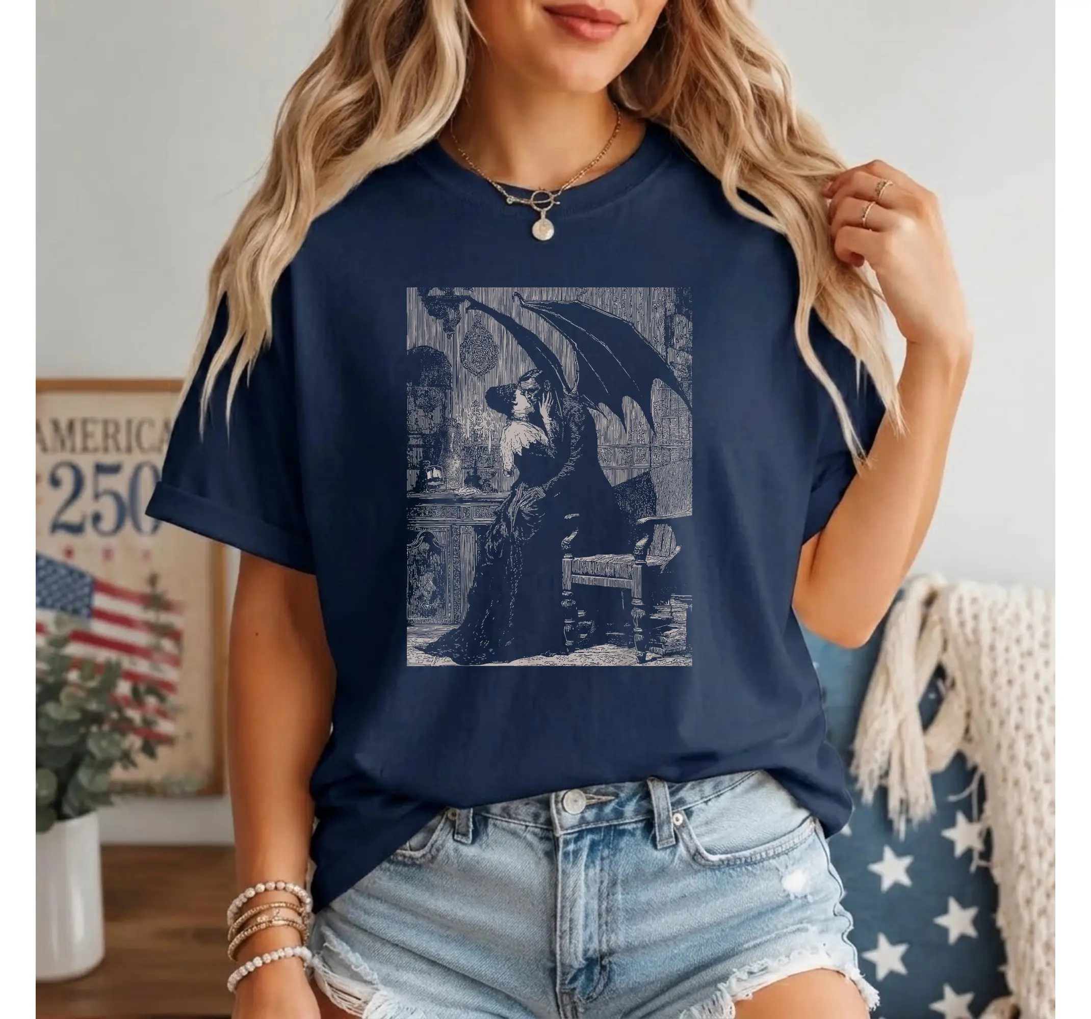 Gothic Vampire Romance T-Shirt, Dark Alt Grunge Aesthetic Graphic Tee Top