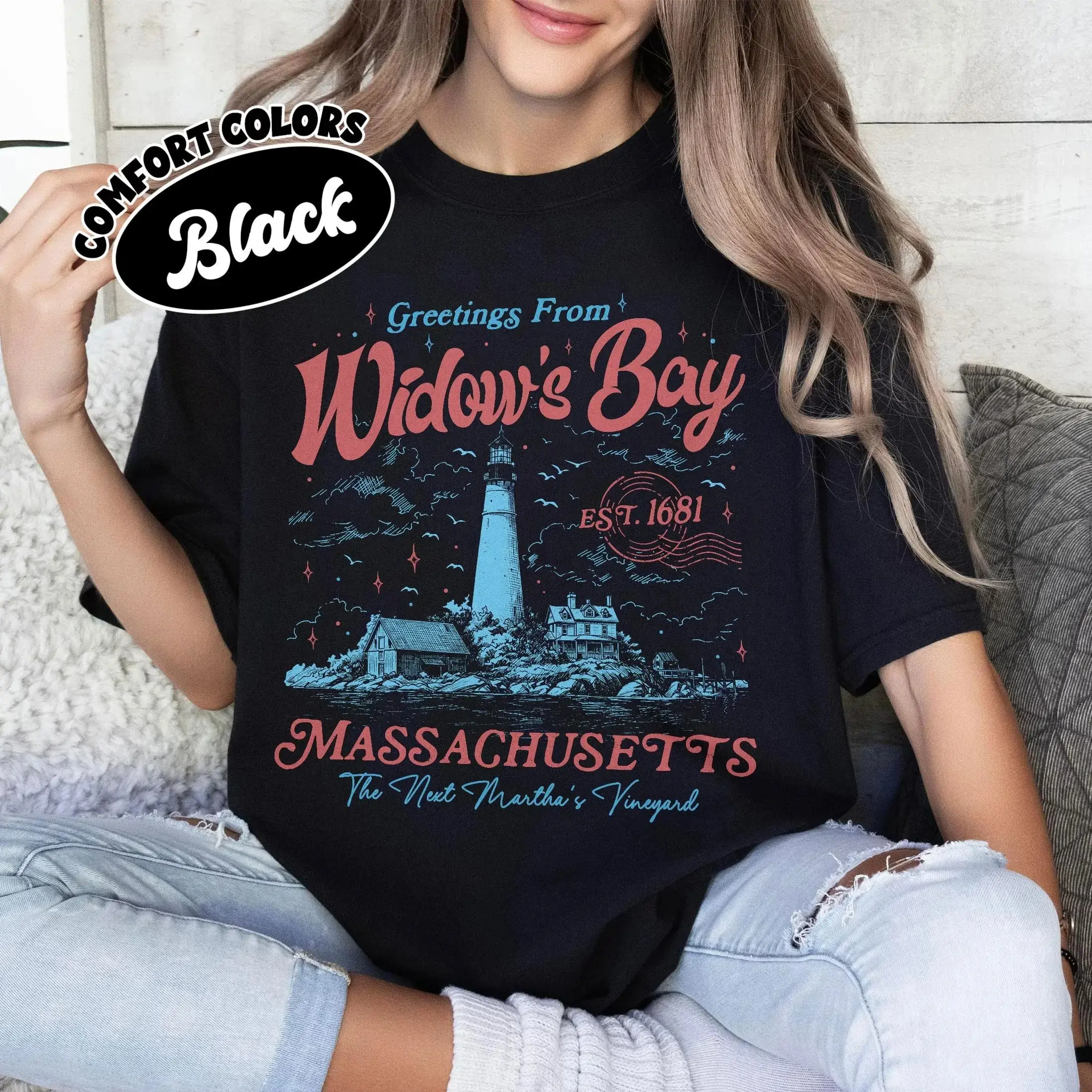 Comfort Colors Greetings From Widow's Bay Shirt, Coastal Horror New England Mystery TV Show Fan Tee - photo 1