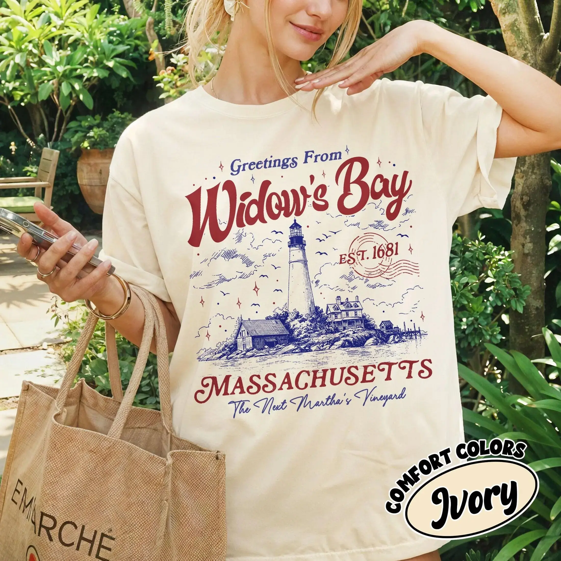 Comfort Colors Greetings From Widow's Bay Shirt, Coastal Horror New England Mystery TV Show Fan Tee - photo 3