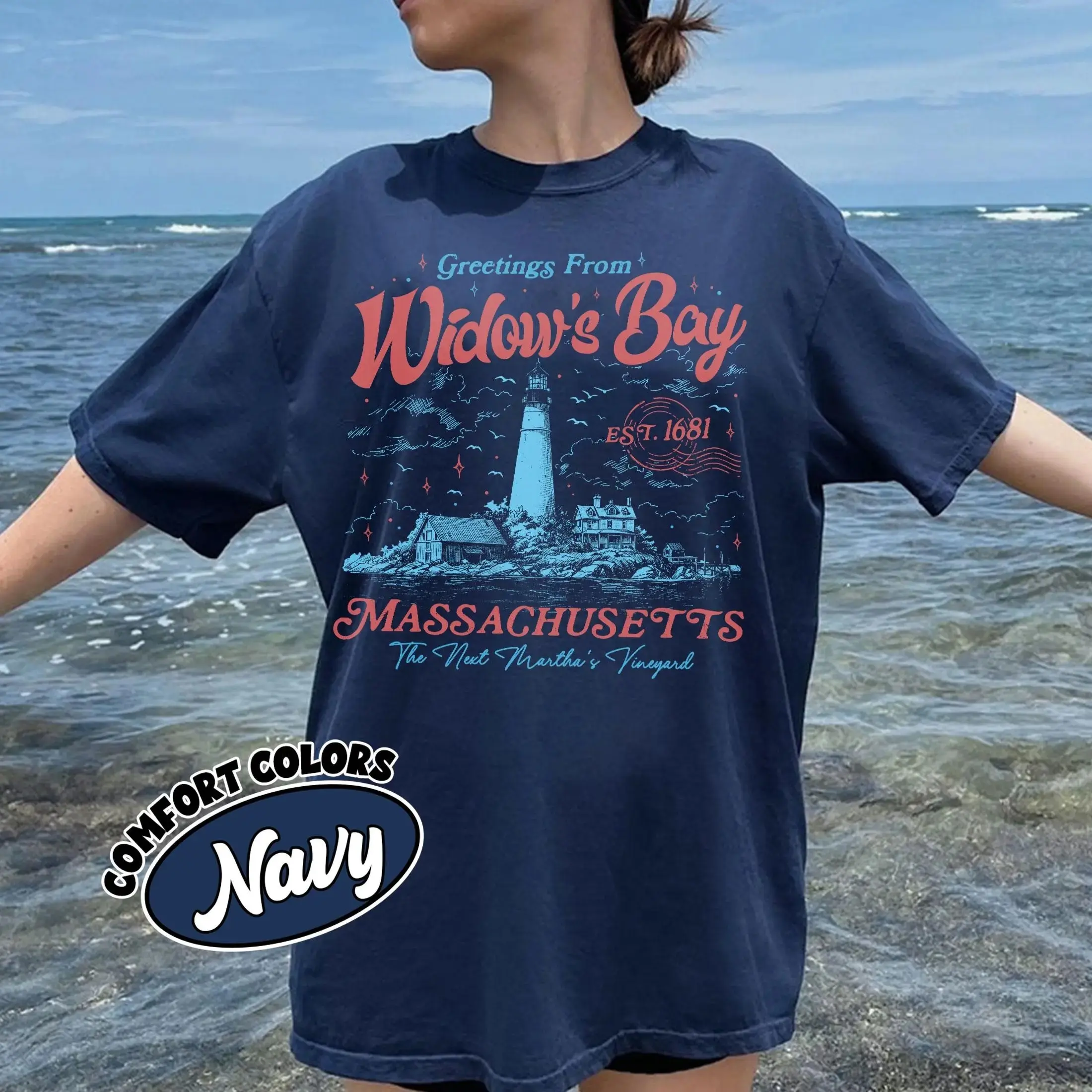 Comfort Colors Greetings From Widow's Bay Shirt, Coastal Horror New England Mystery TV Show Fan Tee - photo 4