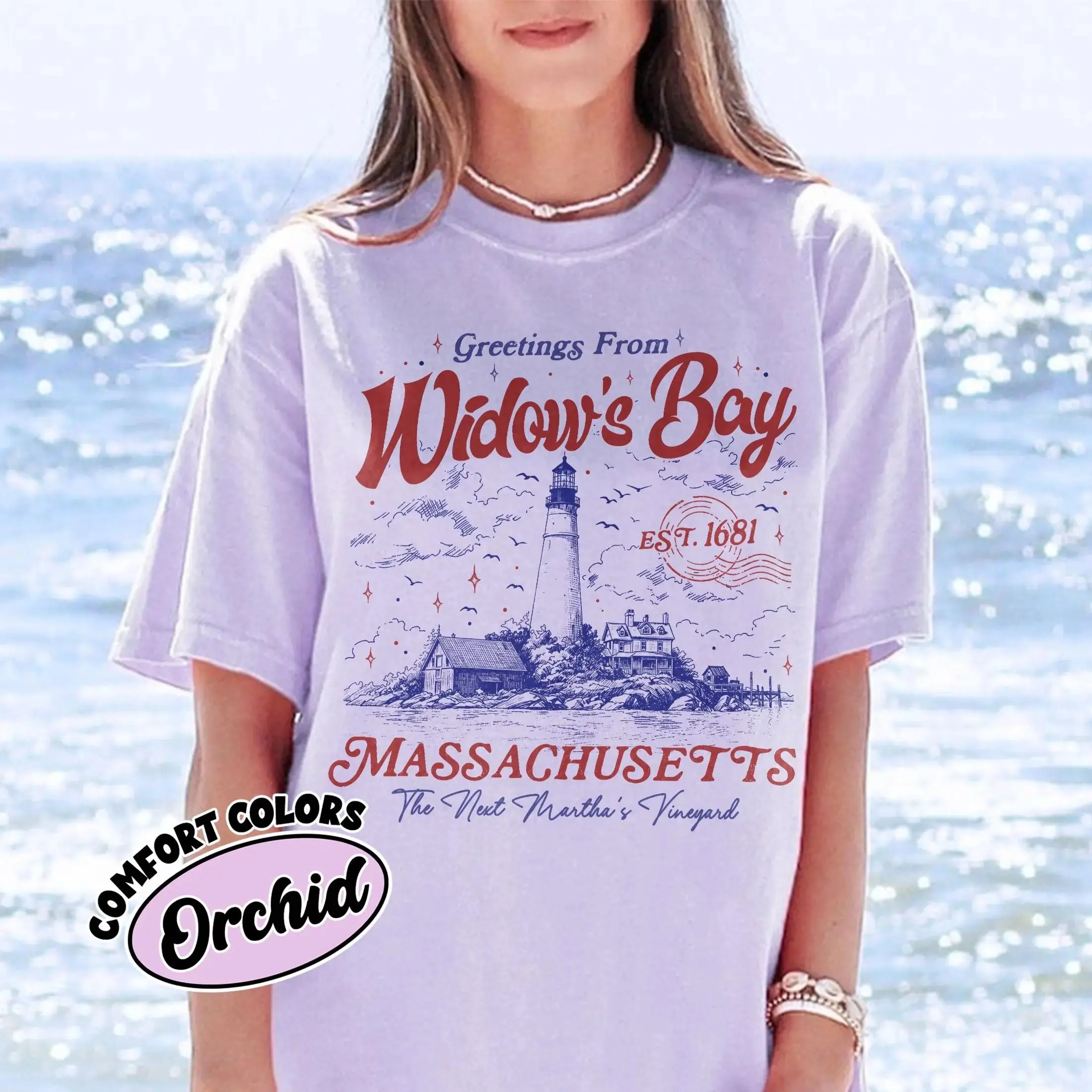 Comfort Colors Greetings From Widow's Bay Shirt, Coastal Horror New England Mystery TV Show Fan Tee - photo 5
