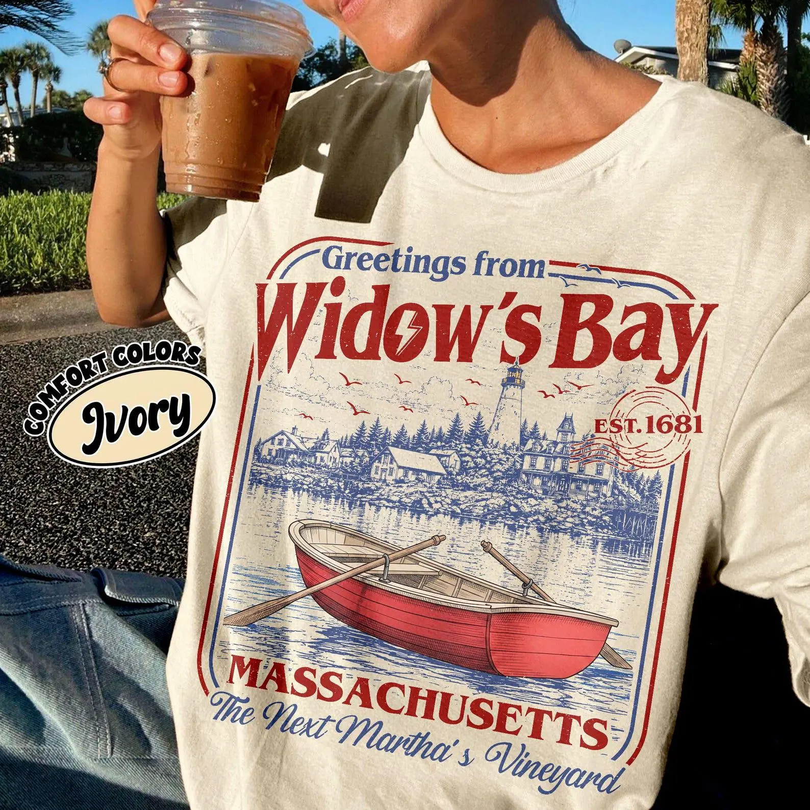 Greetings From Widow's Bay Comfort Colors Shirt, Coastal Horror TV Show Graphic Tee, Fan Gift - photo 2