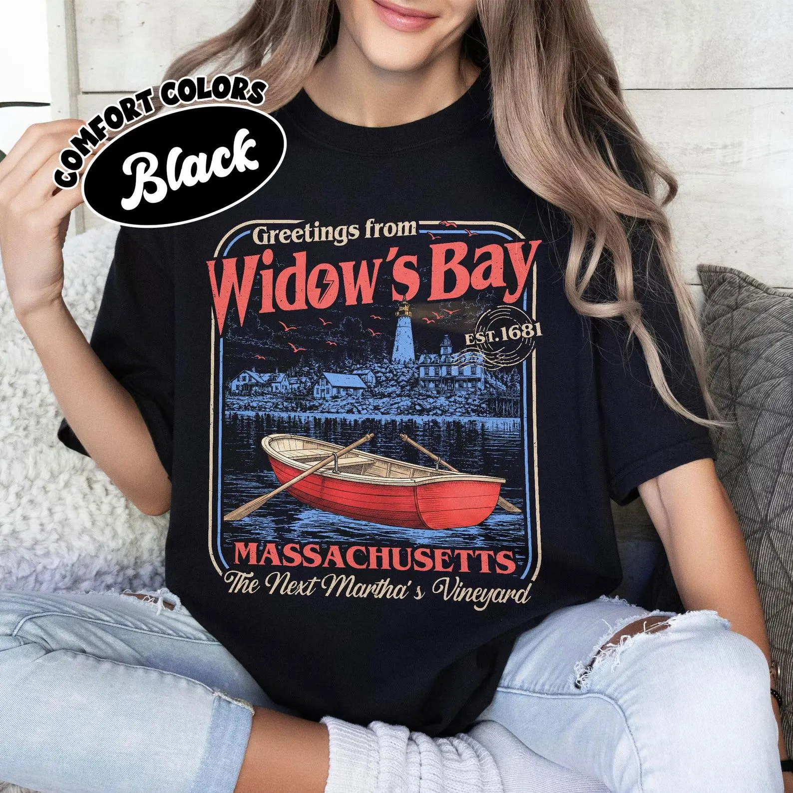 Greetings From Widow's Bay Comfort Colors Shirt, Coastal Horror TV Show Graphic Tee, Fan Gift - photo 3