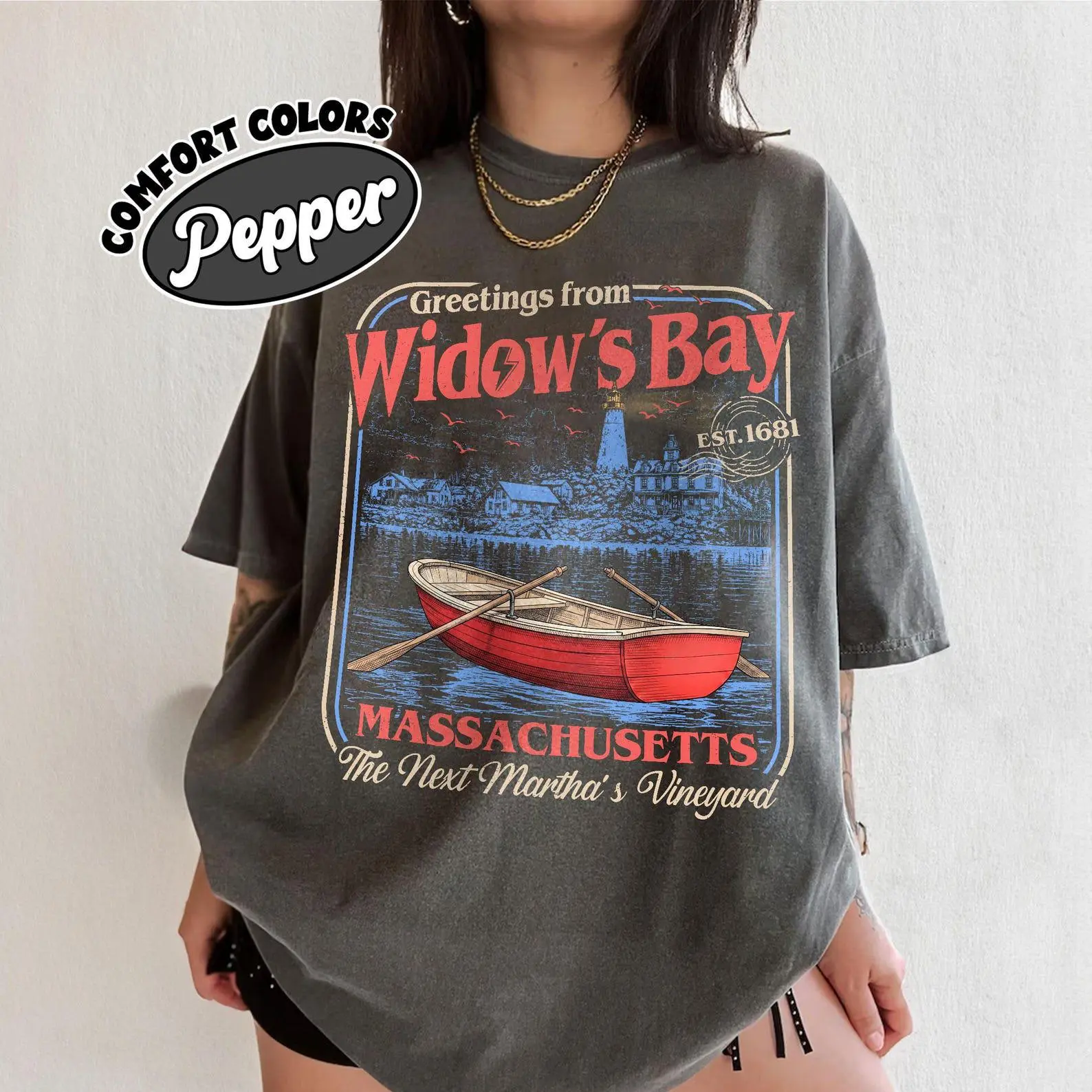 Greetings From Widow's Bay Comfort Colors Shirt, Coastal Horror TV Show Graphic Tee, Fan Gift - photo 5