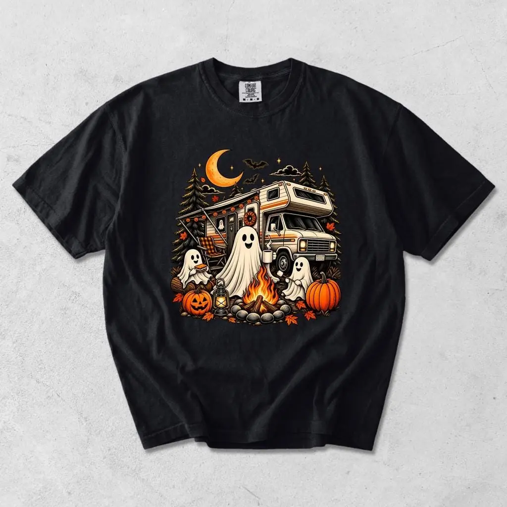 Comfort Colors Halloween Ghost RV Camper Sweatshirt, Spooky Fall Camping Gift - photo 2