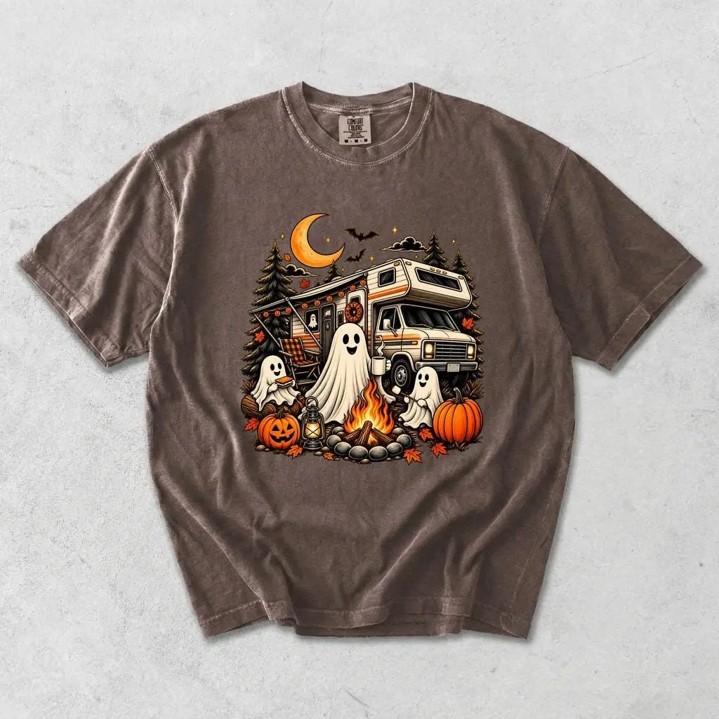 Comfort Colors Halloween Ghost RV Camper Sweatshirt, Spooky Fall Camping Gift - photo 5