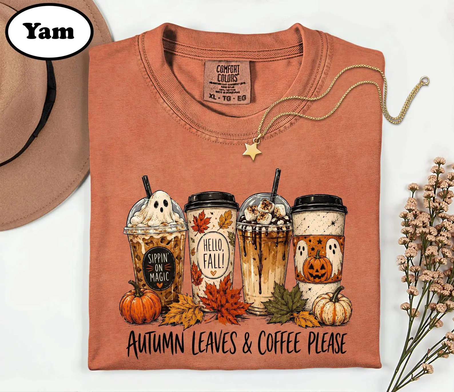 Comfort Colors Halloween Ghost Coffee Cup Sweatshirt, Pumpkin Spice Fall Lover Gift, Cozy Autumn Apparel