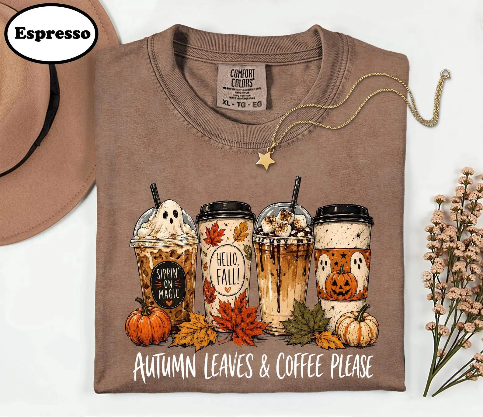 Comfort Colors Halloween Ghost Coffee Cup Sweatshirt, Pumpkin Spice Fall Lover Gift, Cozy Autumn Apparel - photo 3