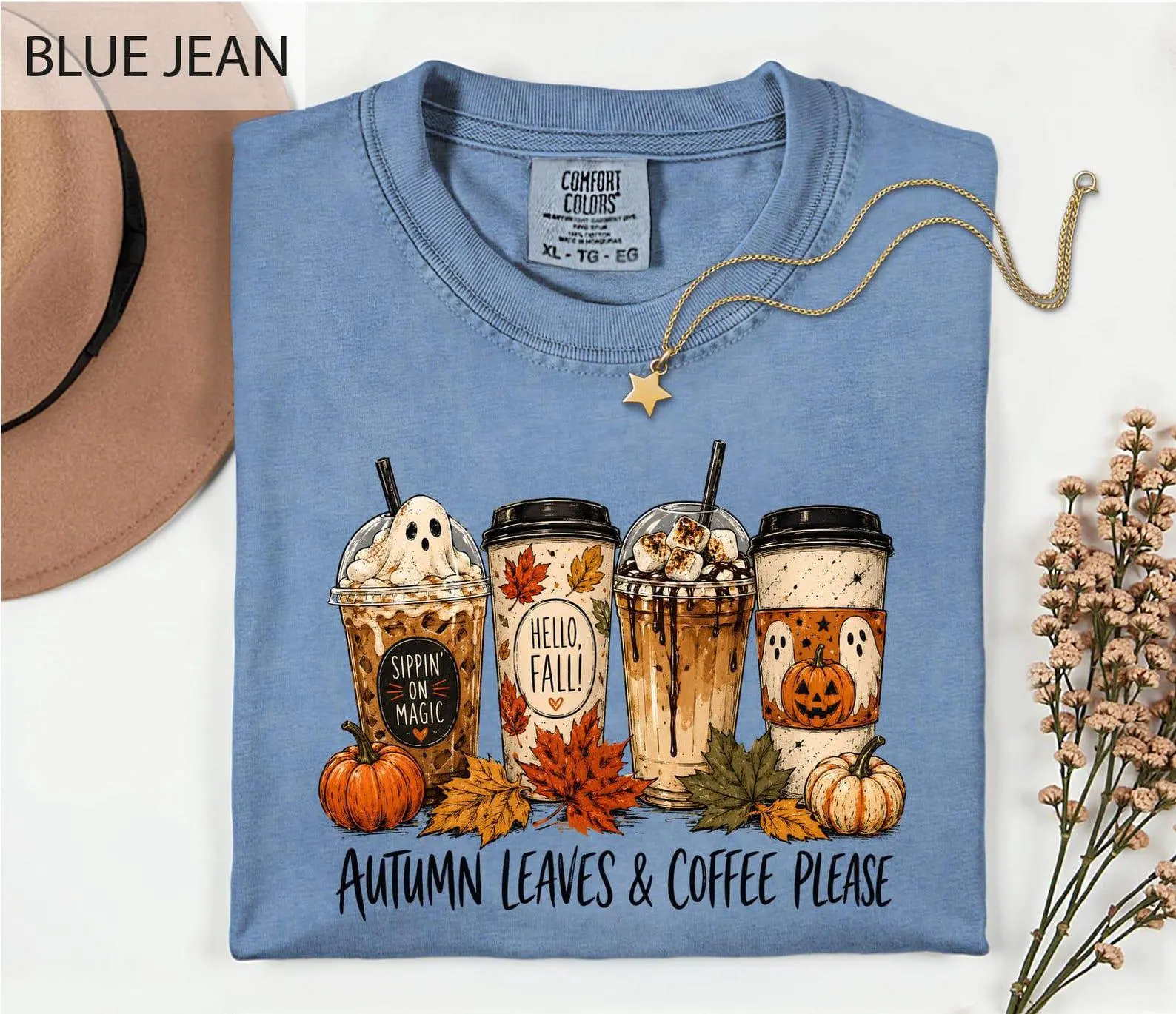 Comfort Colors Halloween Ghost Coffee Cup Sweatshirt, Pumpkin Spice Fall Lover Gift, Cozy Autumn Apparel - photo 4
