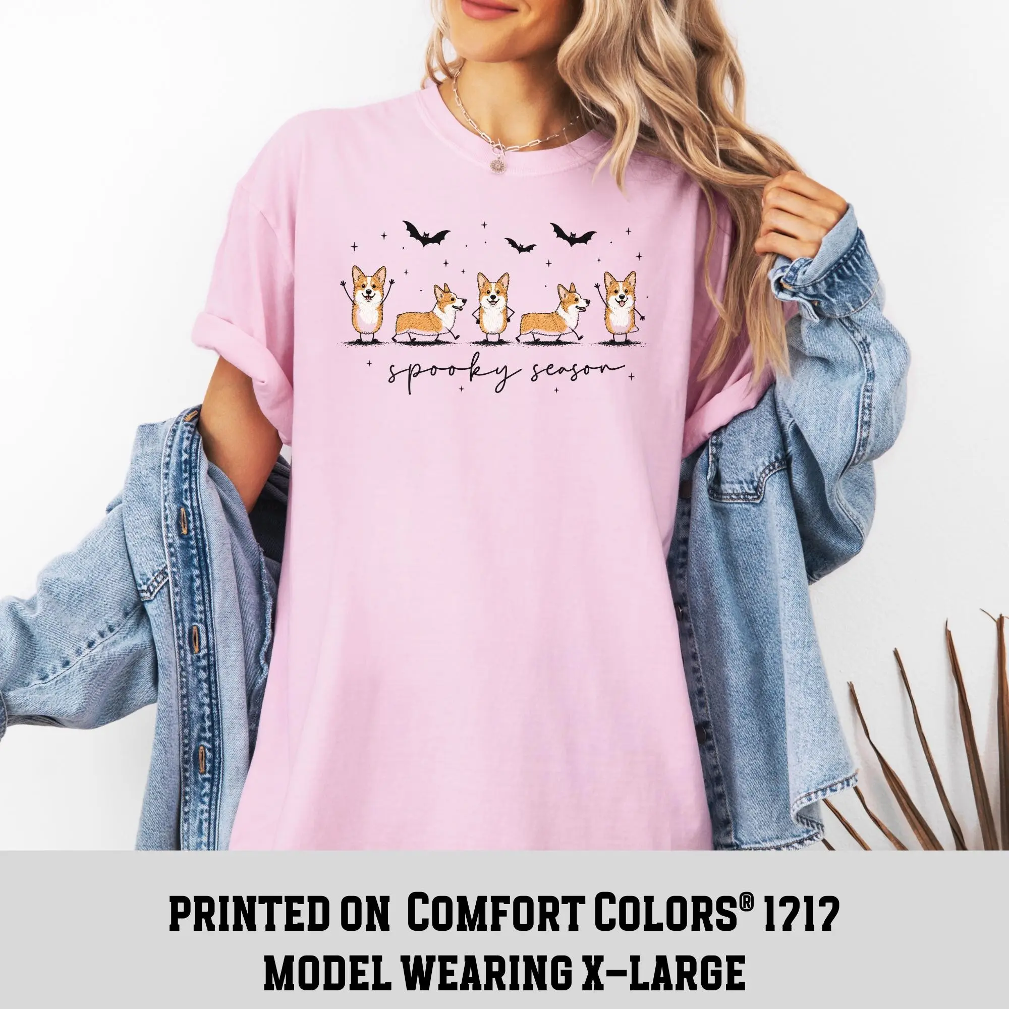 Comfort Colors Halloween Corgi Shirt, Cute Spooky Dog Graphic Tee - photo 3