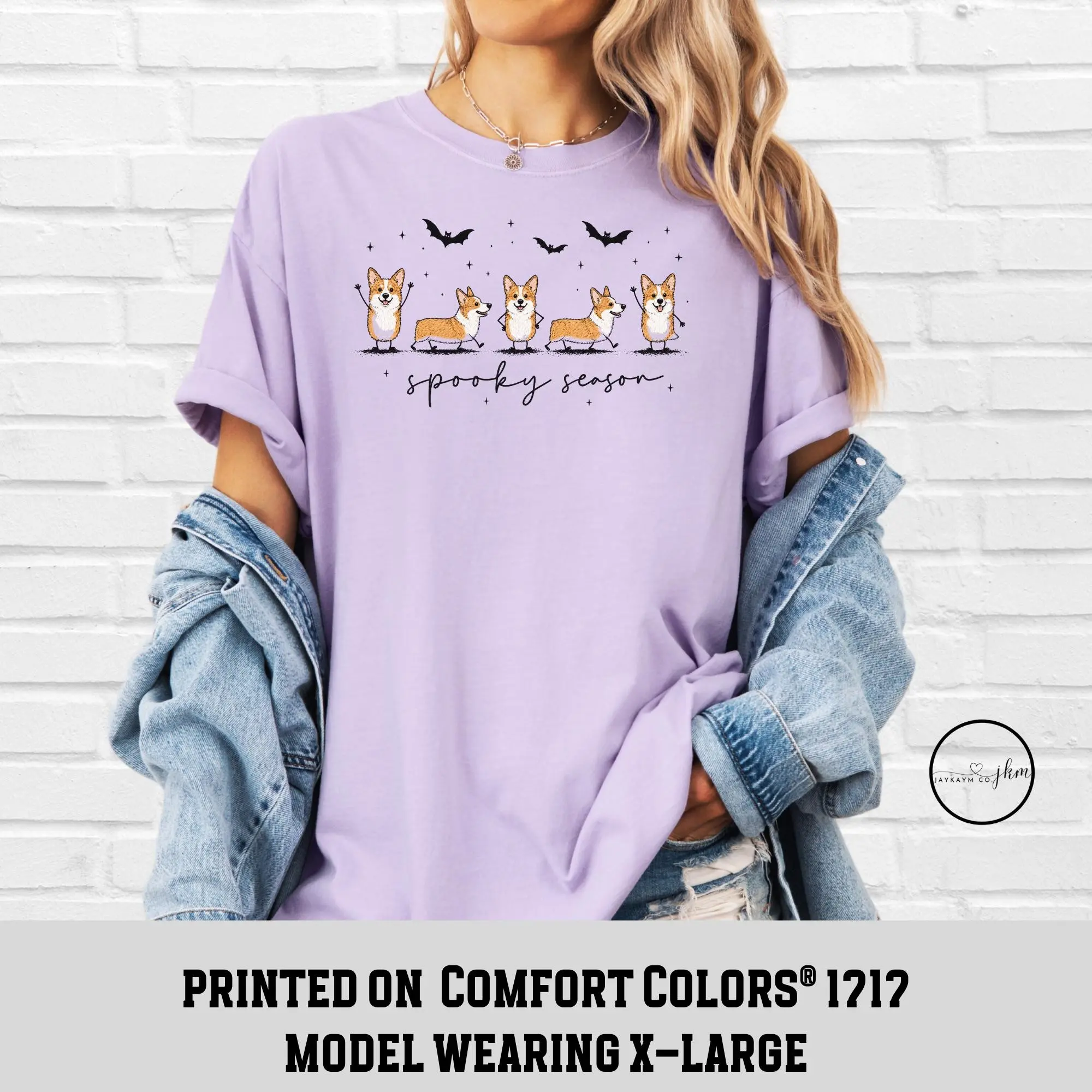 Comfort Colors Halloween Corgi Shirt, Cute Spooky Dog Graphic Tee - photo 4
