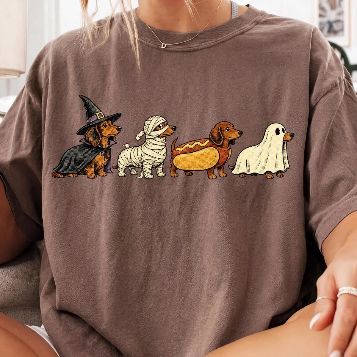 Comfort Colors Halloween Dachshund T-Shirt, Cute Doxie Ghost Mummy Costume Tee, Wiener Dog Gift - photo 4