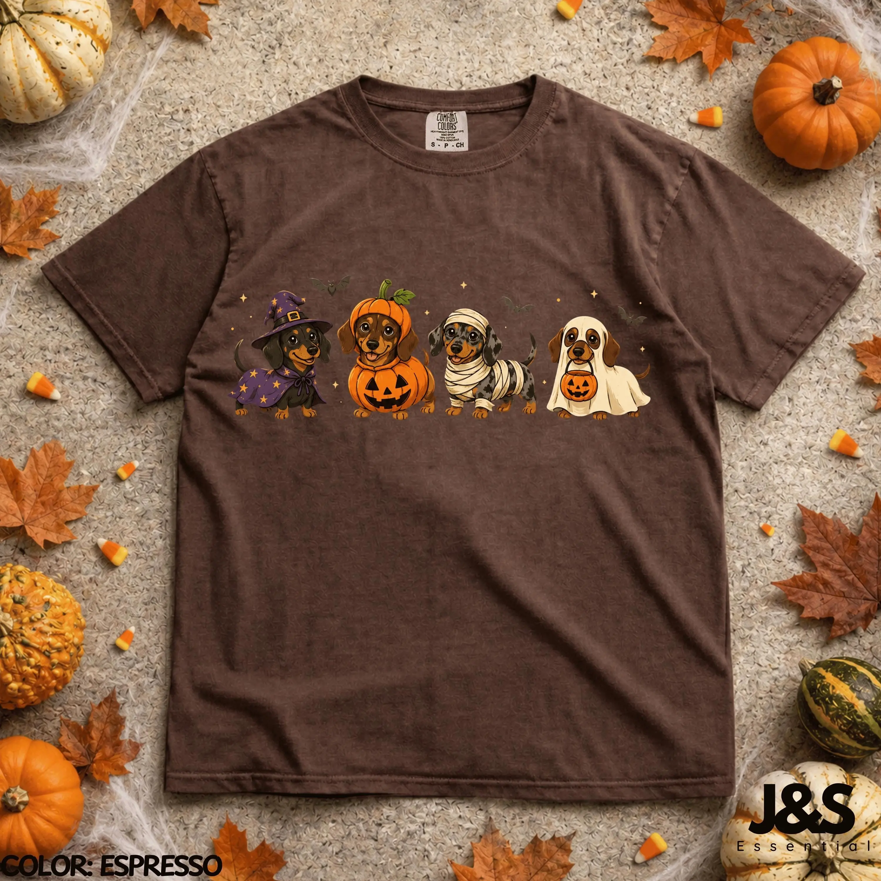 Halloween Dachshund Dog Shirt, Cute Spooky Costume Tee, Trick Or Treat Puppy Fall Vintage Lover Gift - photo 2