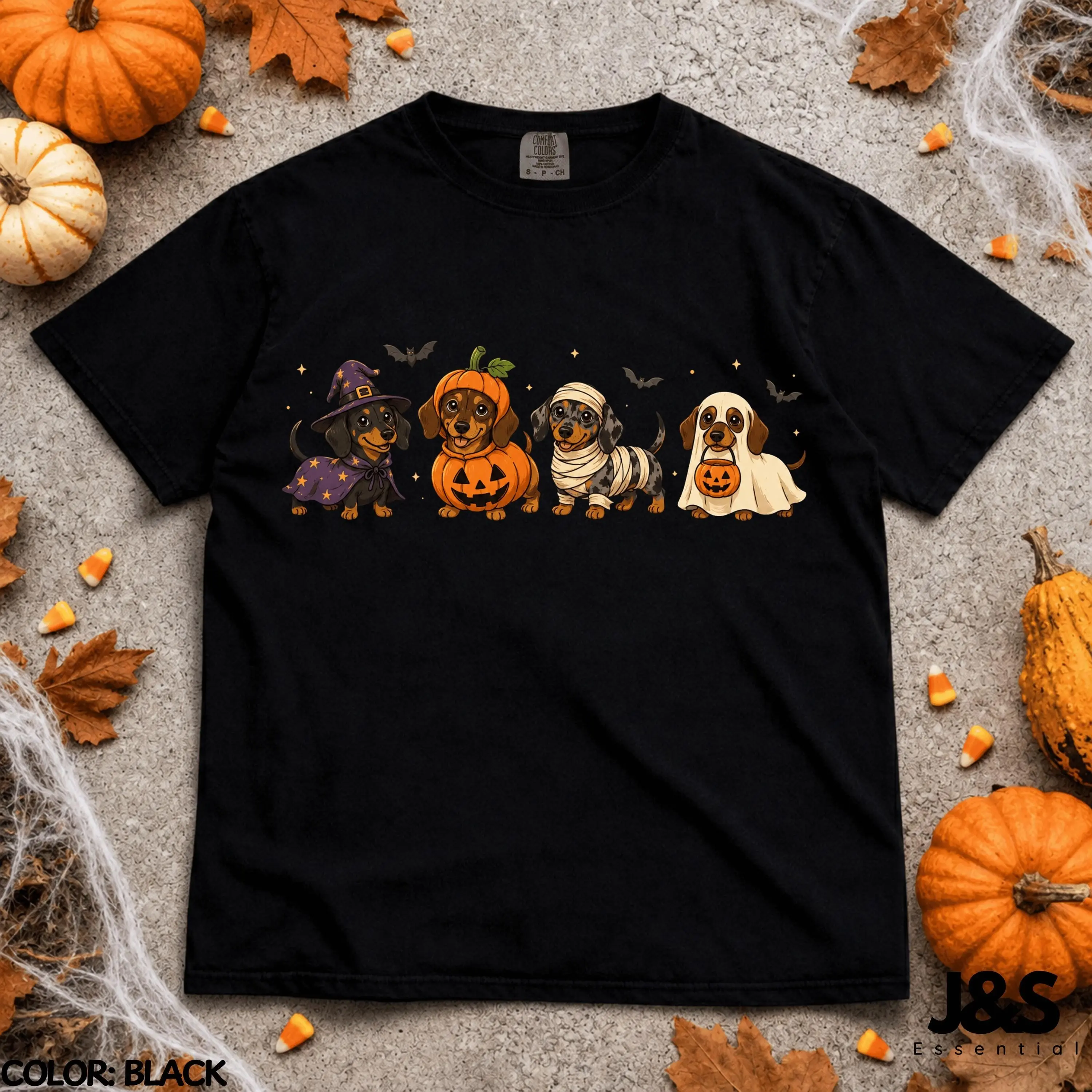 Halloween Dachshund Dog Shirt, Cute Spooky Costume Tee, Trick Or Treat Puppy Fall Vintage Lover Gift - photo 3