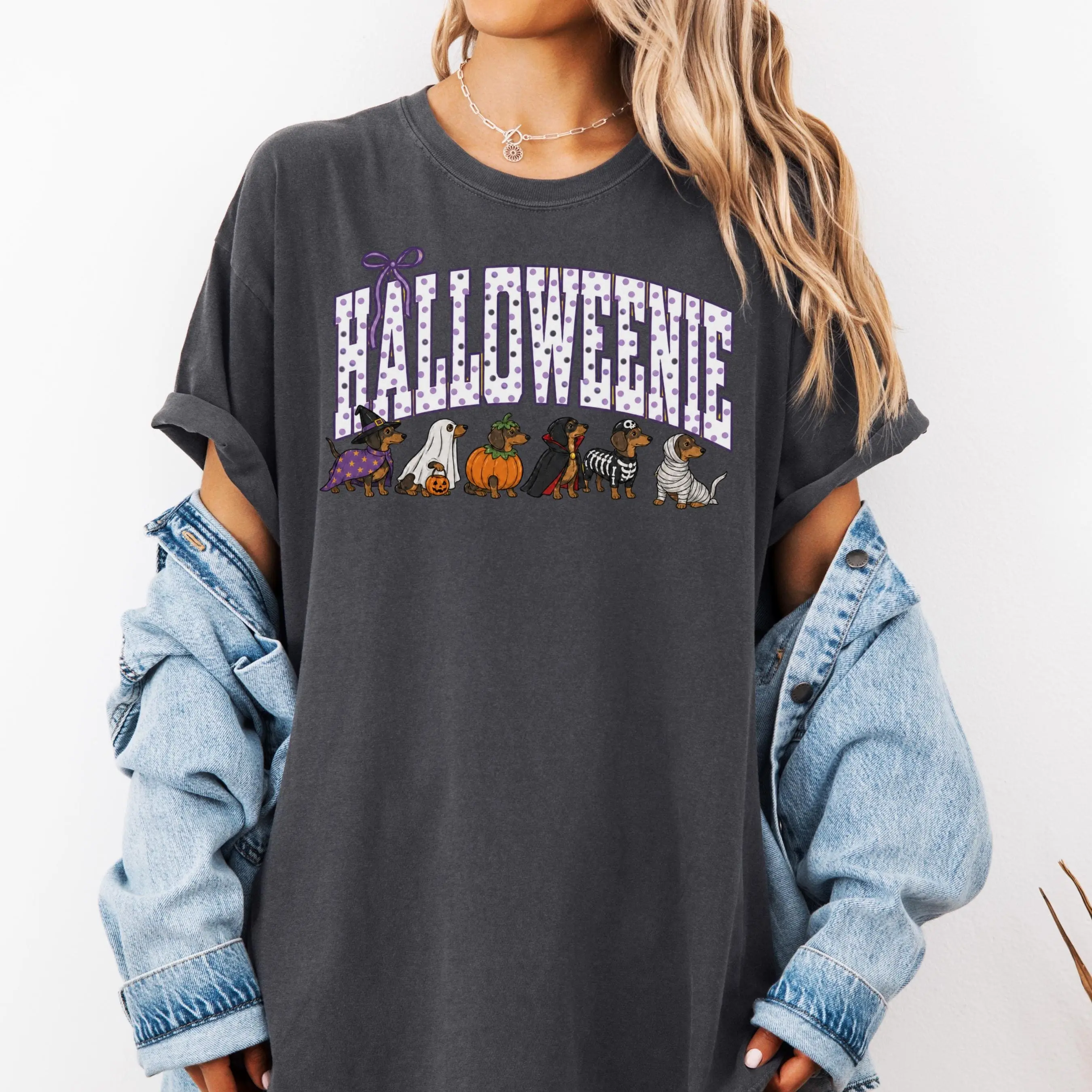 Comfort Colors Halloween Dachshund Shirt, Funny Halloweenie Wiener Dog Mom Doxie Sausage Spooky Gift Tee - photo 5