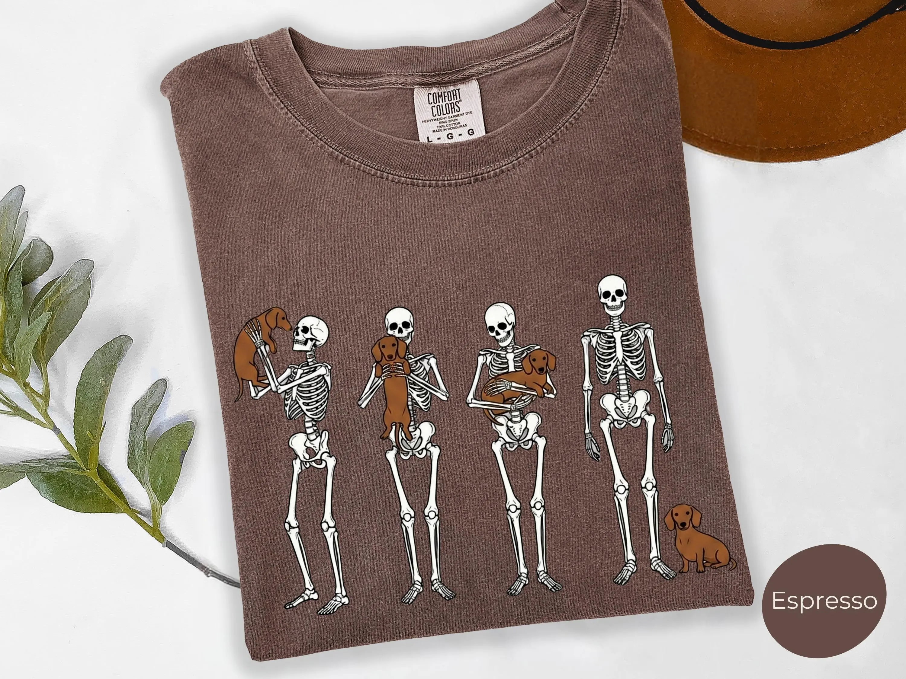 Halloween Dachshund Shirt, Comfort Colors Spooky Season Tee, Funny Weiner Dog Lover Gift, Cute Skeleton Bone Graphic Top - photo 5