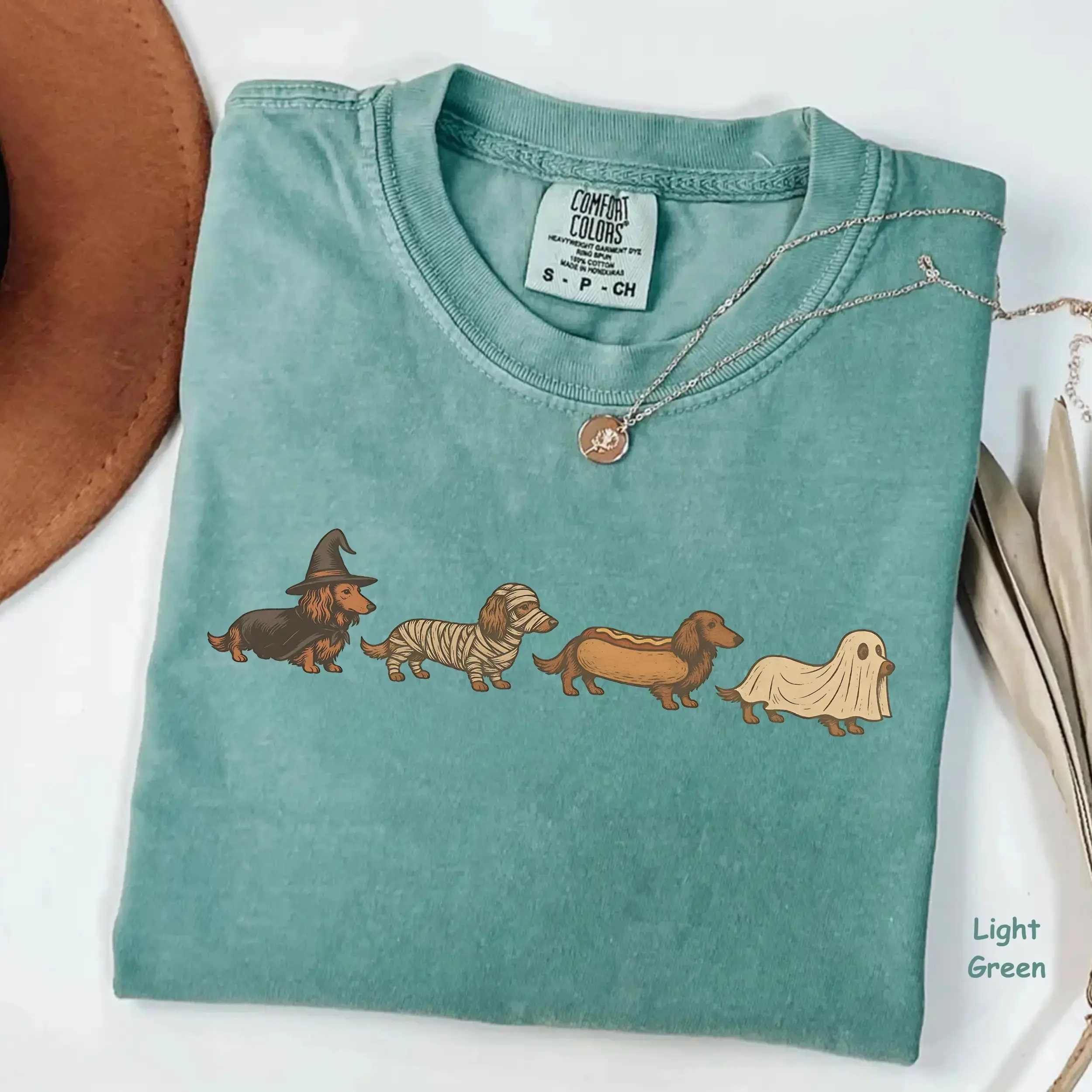 Halloween Dachshund Shirt, Funny Wiener Tee, Retro Fall Comfort Colors Unisex Graphic Top, Dog Lover Gift - photo 2