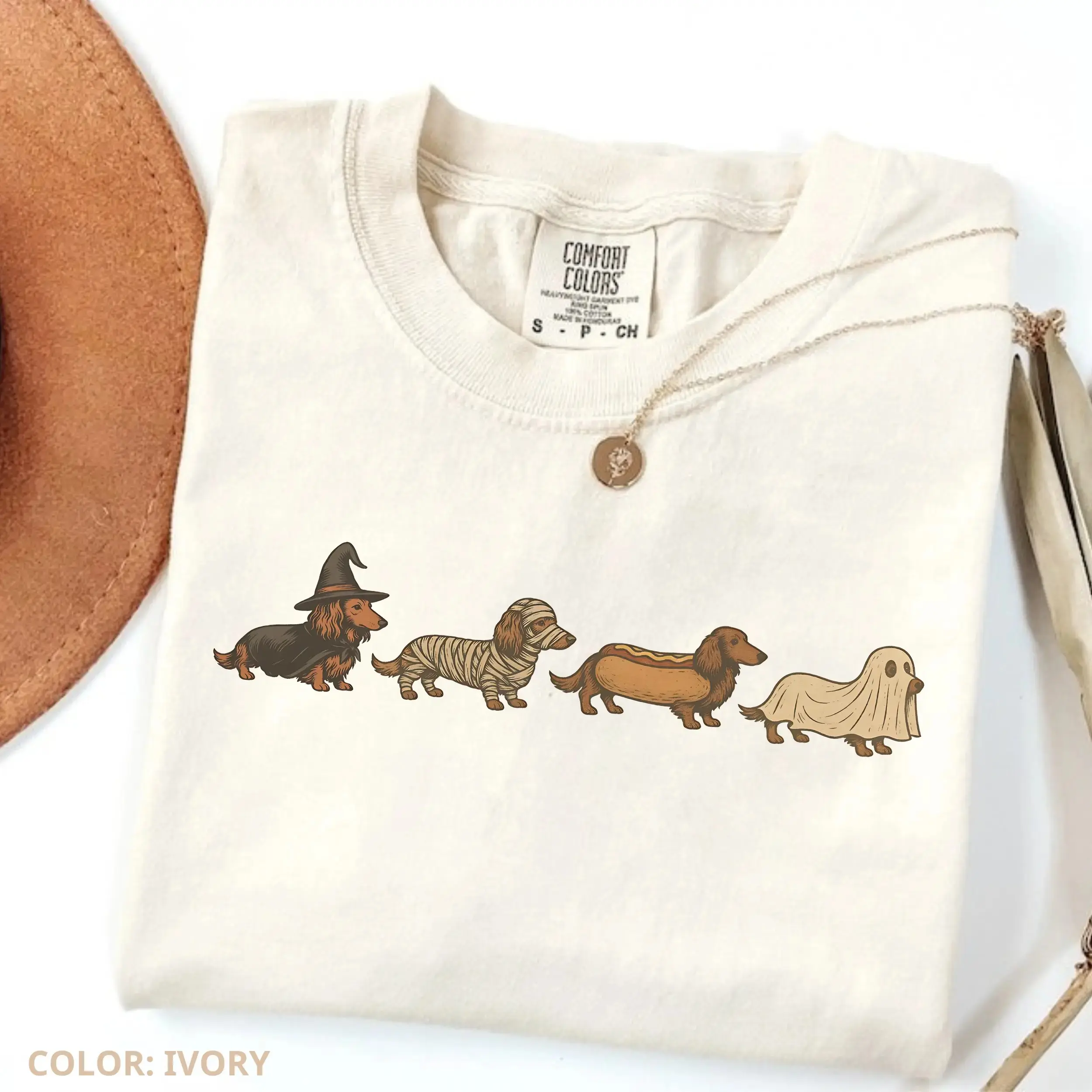 Halloween Dachshund Shirt, Funny Wiener Tee, Retro Fall Comfort Colors Unisex Graphic Top, Dog Lover Gift - photo 3
