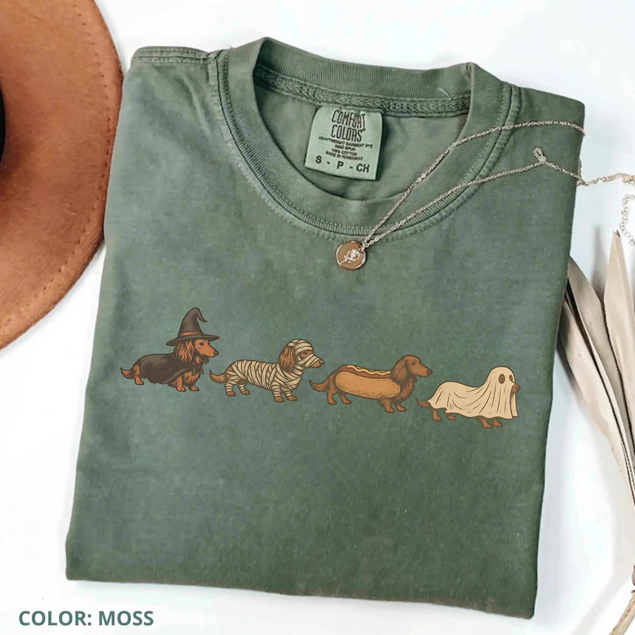 Halloween Dachshund Shirt, Funny Wiener Tee, Retro Fall Comfort Colors Unisex Graphic Top, Dog Lover Gift - photo 4