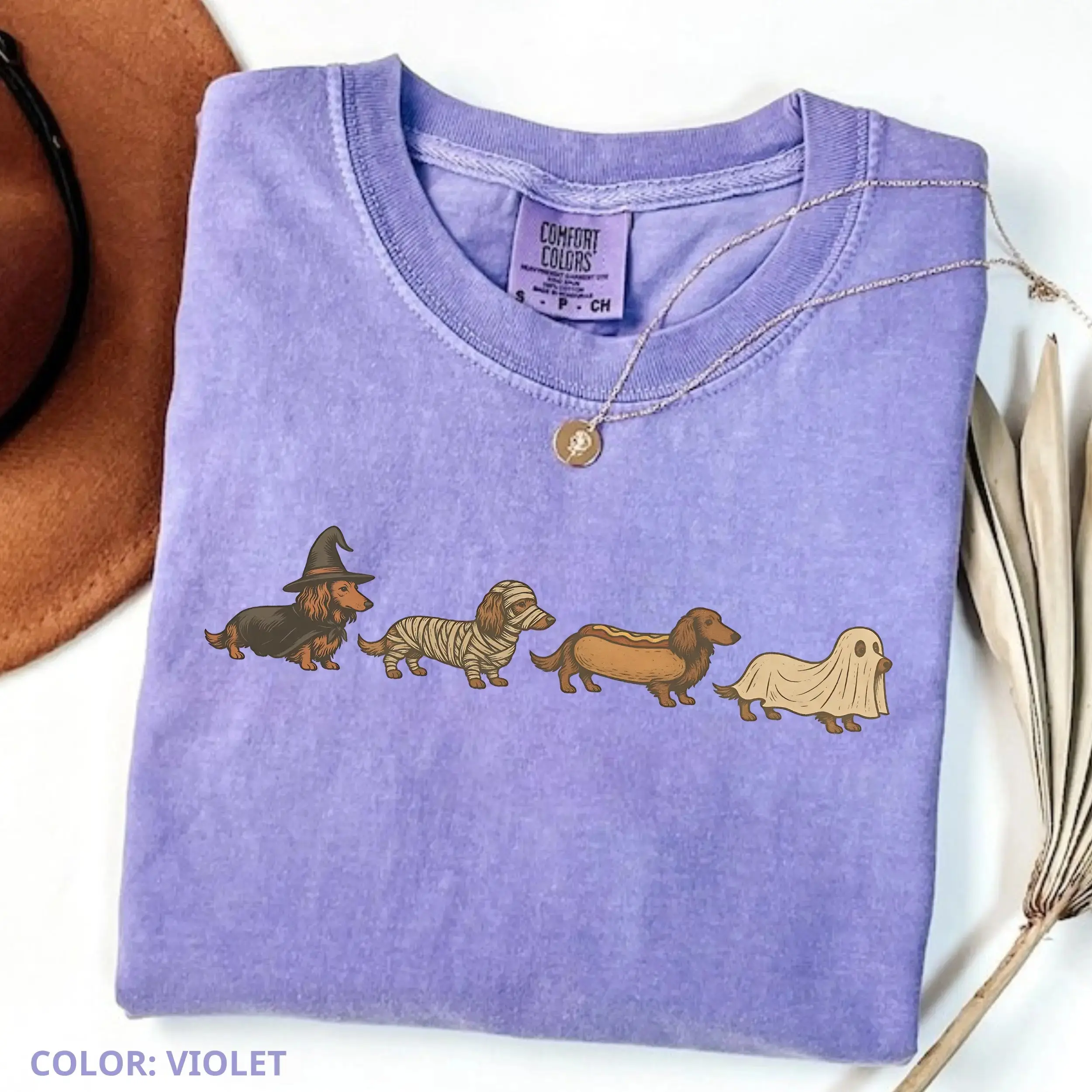 Halloween Dachshund Shirt, Funny Wiener Tee, Retro Fall Comfort Colors Unisex Graphic Top, Dog Lover Gift - photo 5