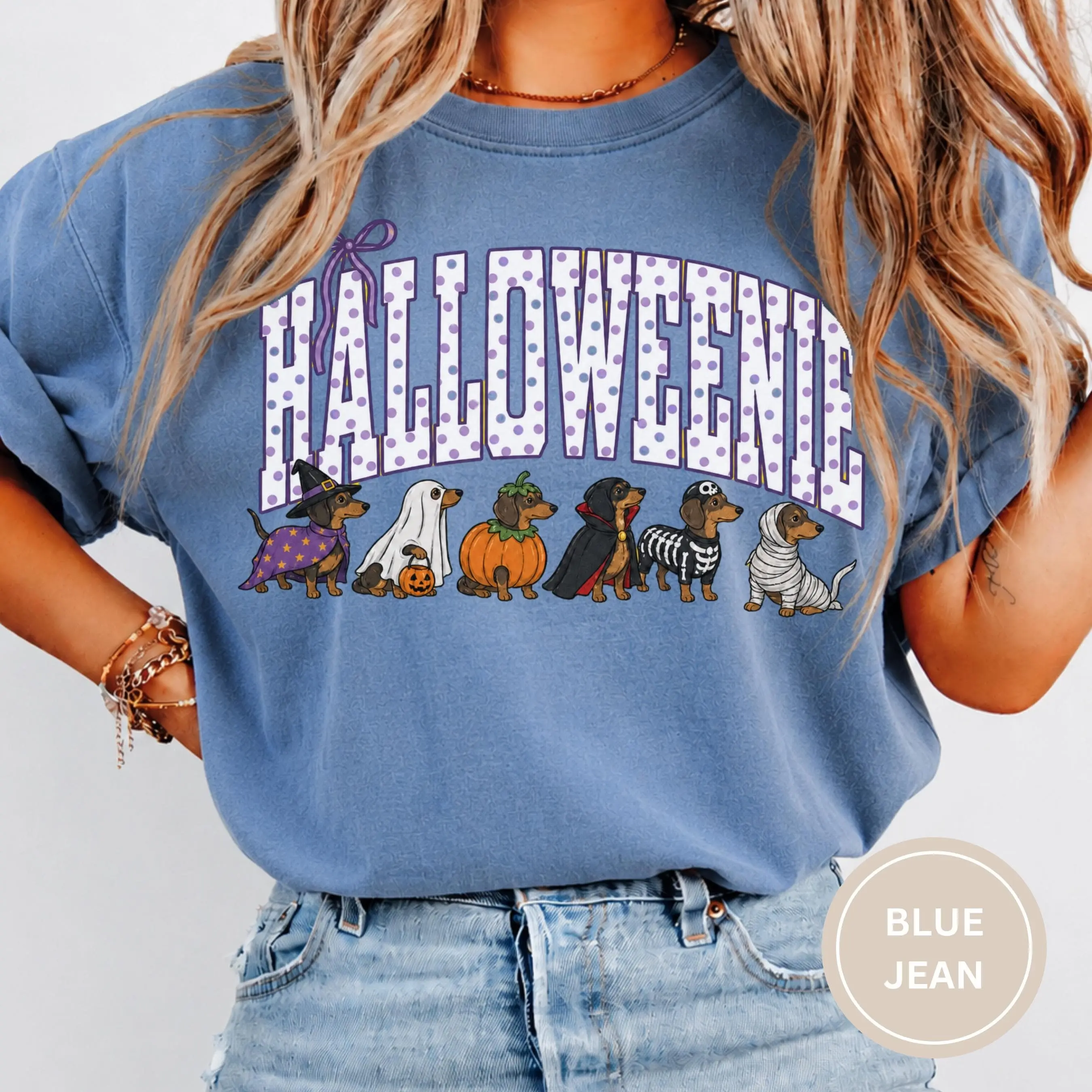 Comfort Colors Halloween Dachshund Sweatshirt, Funny Halloweenie Wiener Dog Mom Doxie Spooky Gift - photo 3