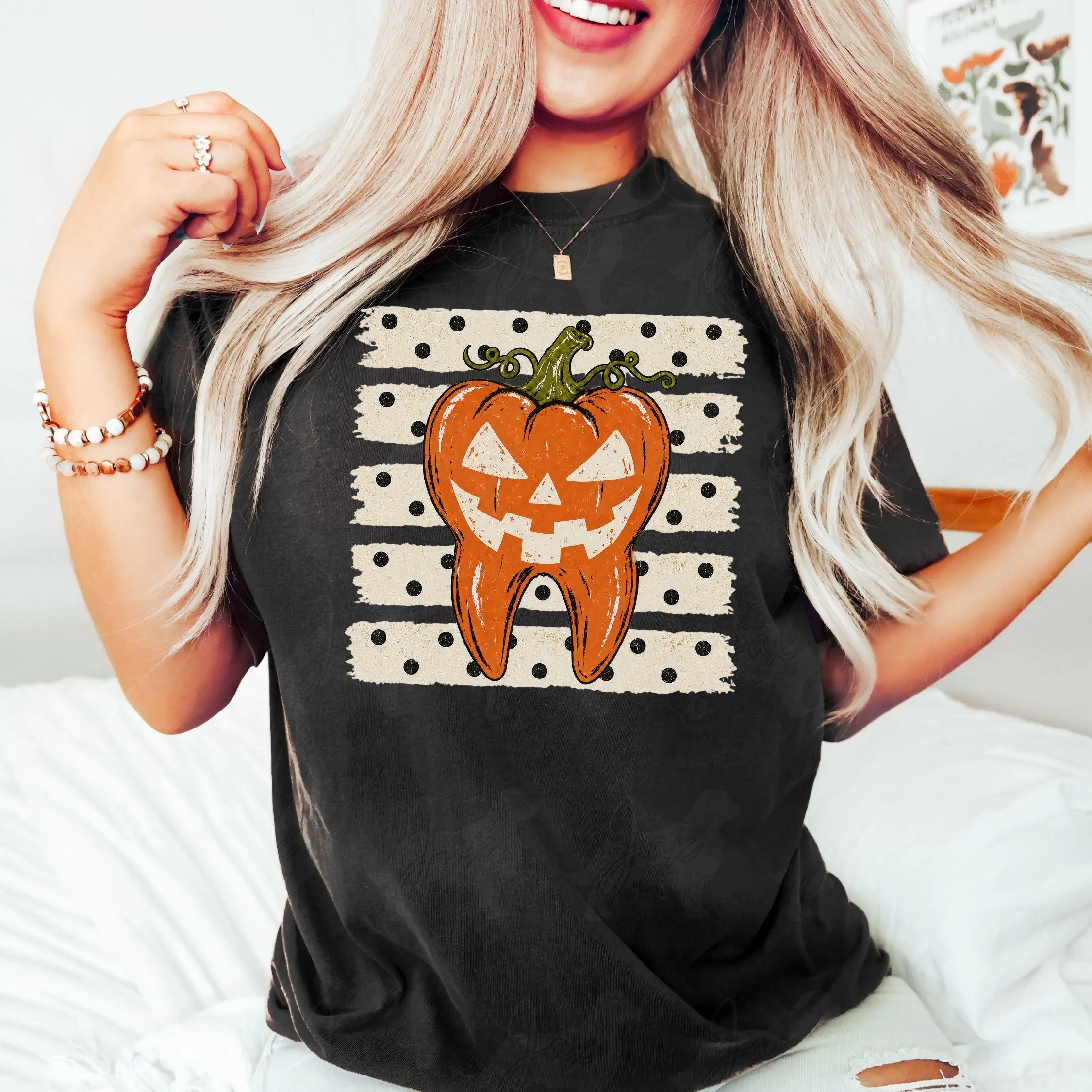 Comfort Colors Halloween Dental T-Shirt, Dentist Tooth Hygienist And Assistant Hygiene Tee