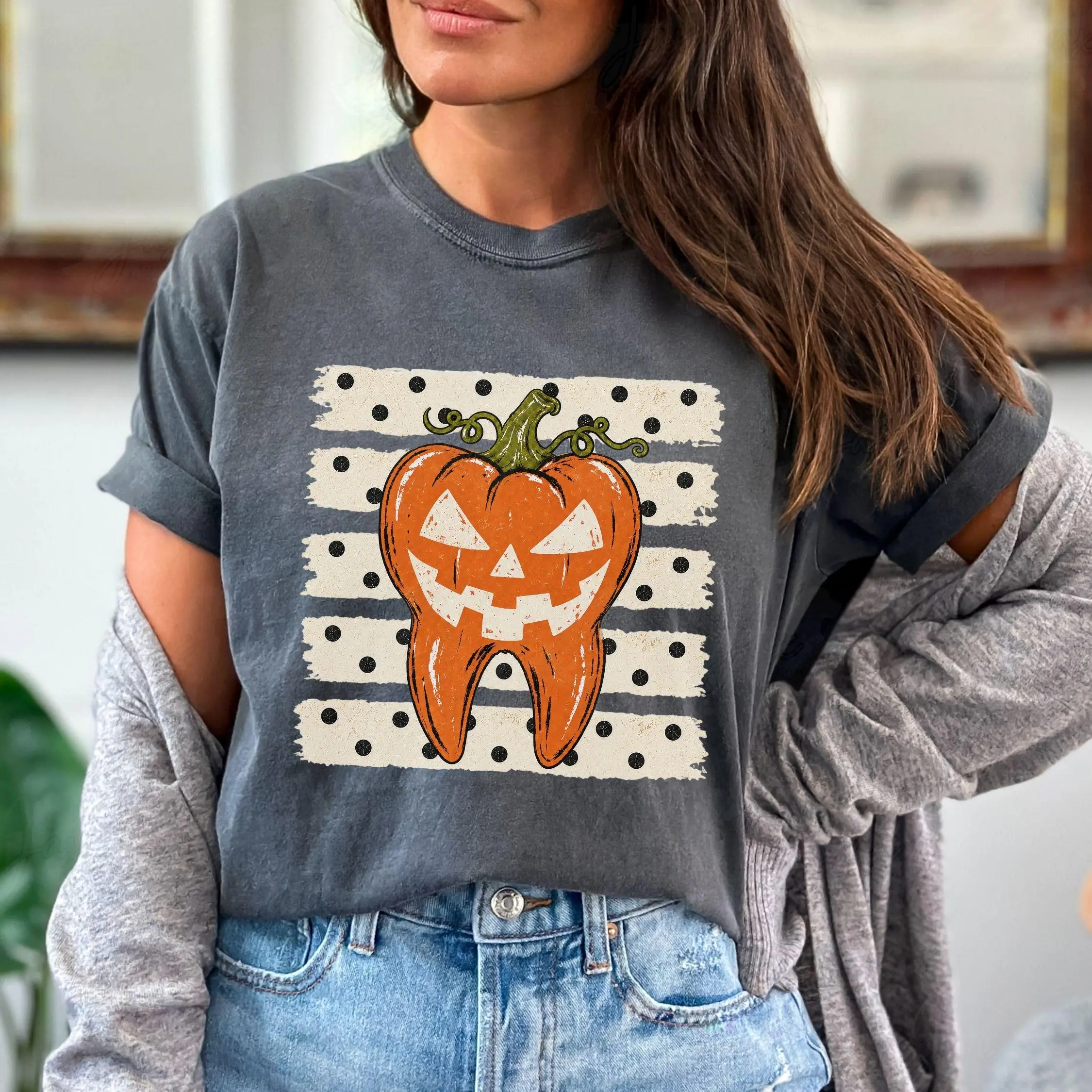 Comfort Colors Halloween Dental T-Shirt, Dentist Tooth Hygienist And Assistant Hygiene Tee - photo 3