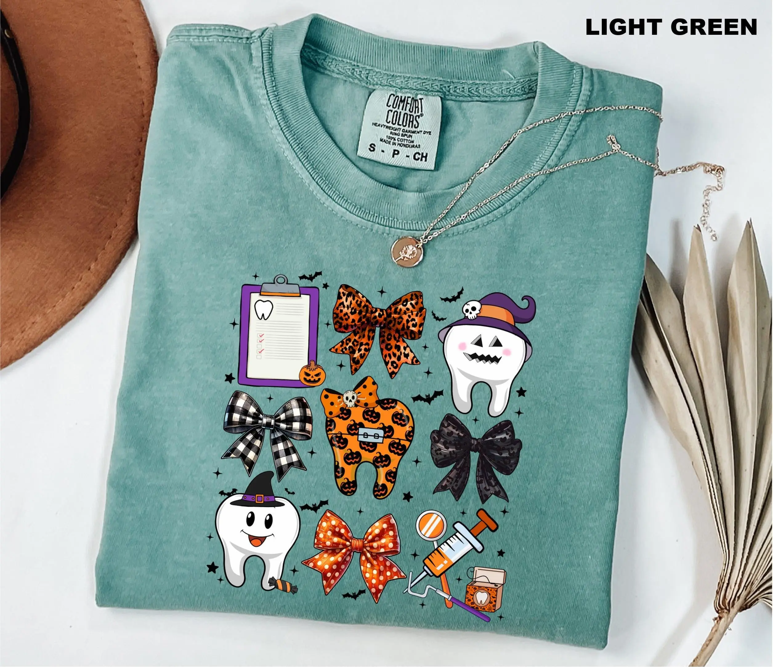 Comfort Colors Spooky Tooth Dental Sweatshirt, Halloween Dentist Hygienist Graphic Tee, Cute Assistant Gift - photo 4