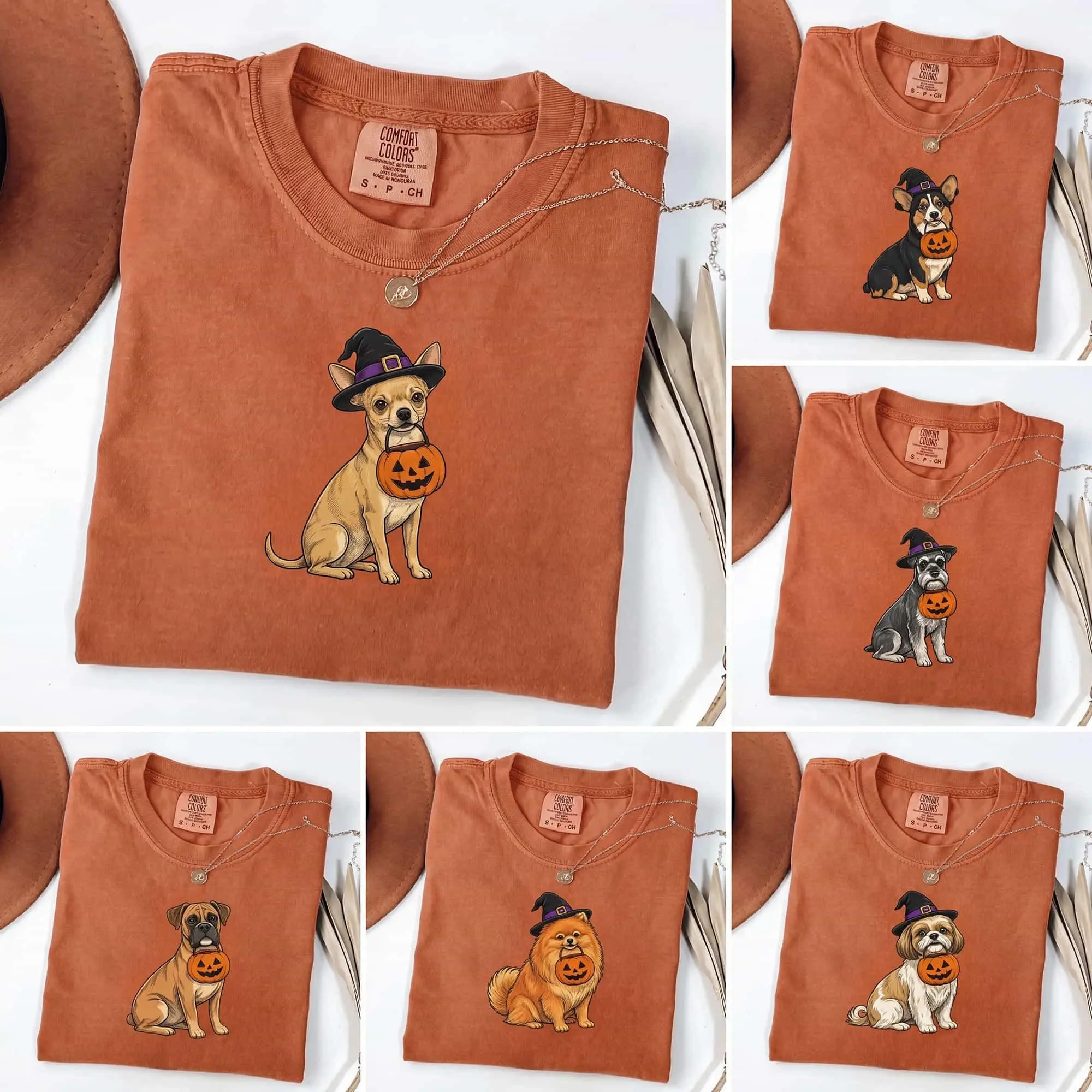 Comfort Colors Halloween Dog Mom Shirt, Custom 50+ Breeds Tee, Golden Retriever Frenchie Trick Or Treat Spooky Season Fall Top - photo 2