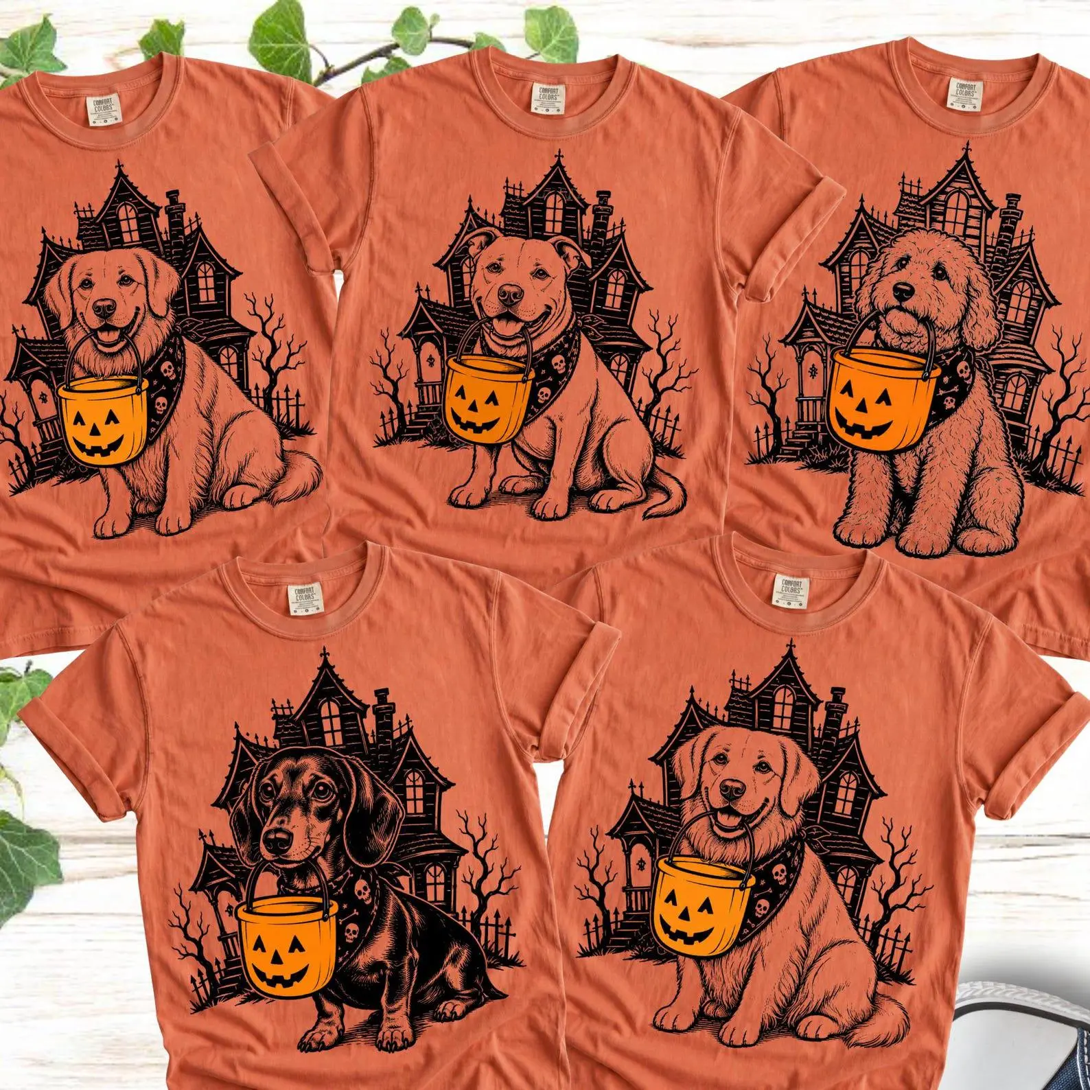 Halloween Dog Mom Shirt, Funny Ghost Pumpkin Mama Retro Graphic Tee, Gift for Pet Lovers