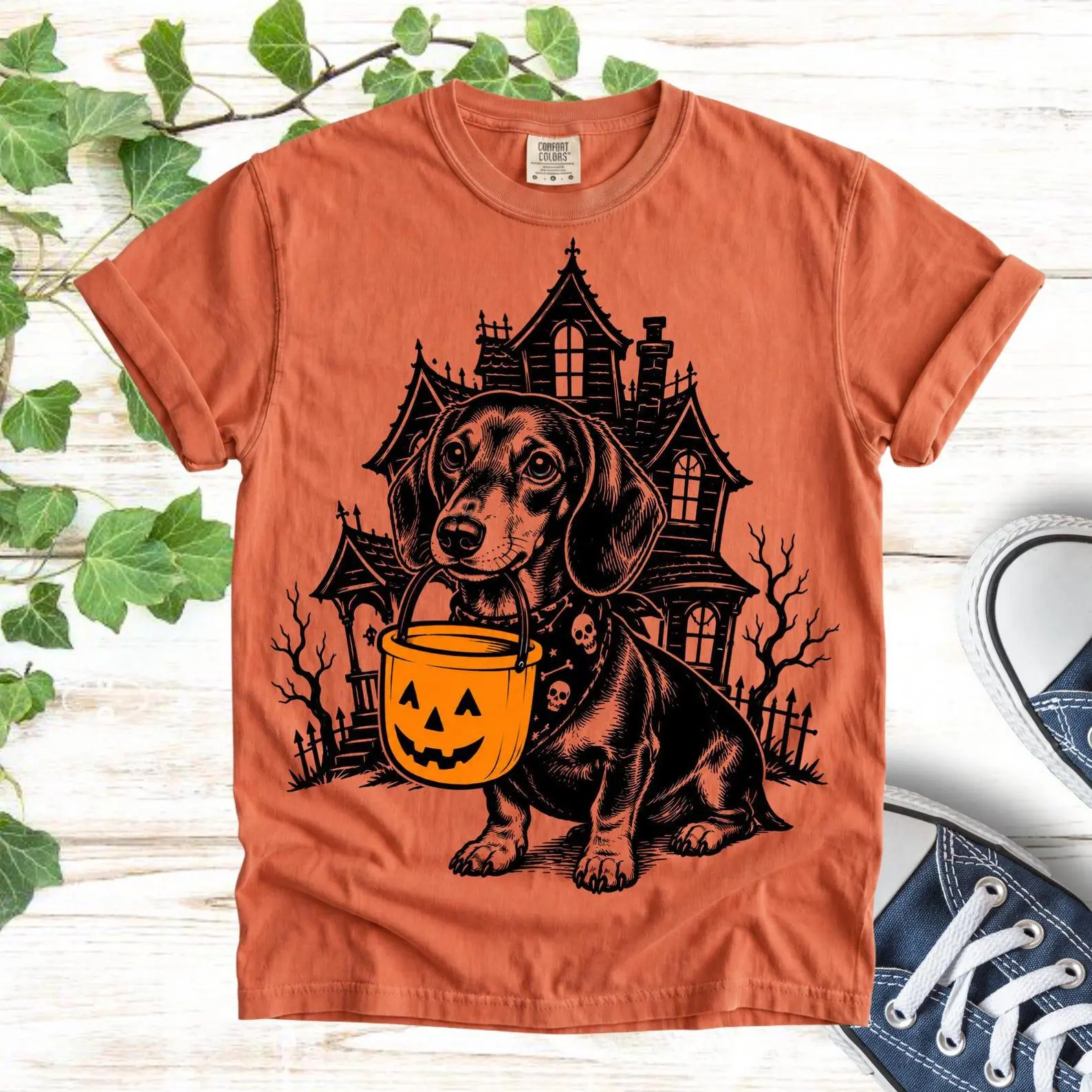 Halloween Dog Mom Shirt, Funny Ghost Pumpkin Mama Retro Graphic Tee, Gift for Pet Lovers - photo 3