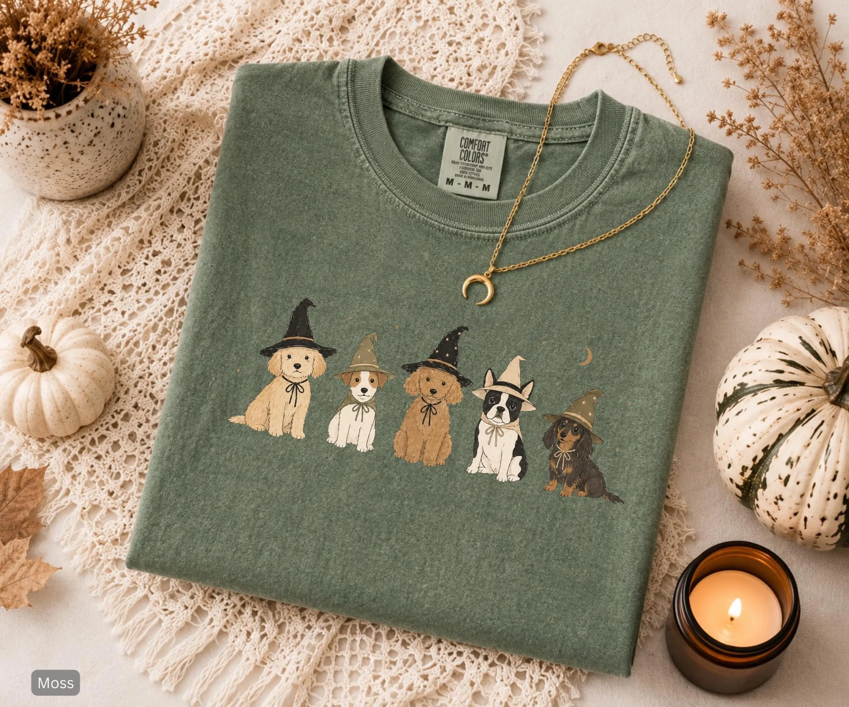 Halloween Dog and Cat Shirt, Pet Lover Witch Costume Tee, Comfort Colors Womens Fall Graphic Top for Mom - photo 4