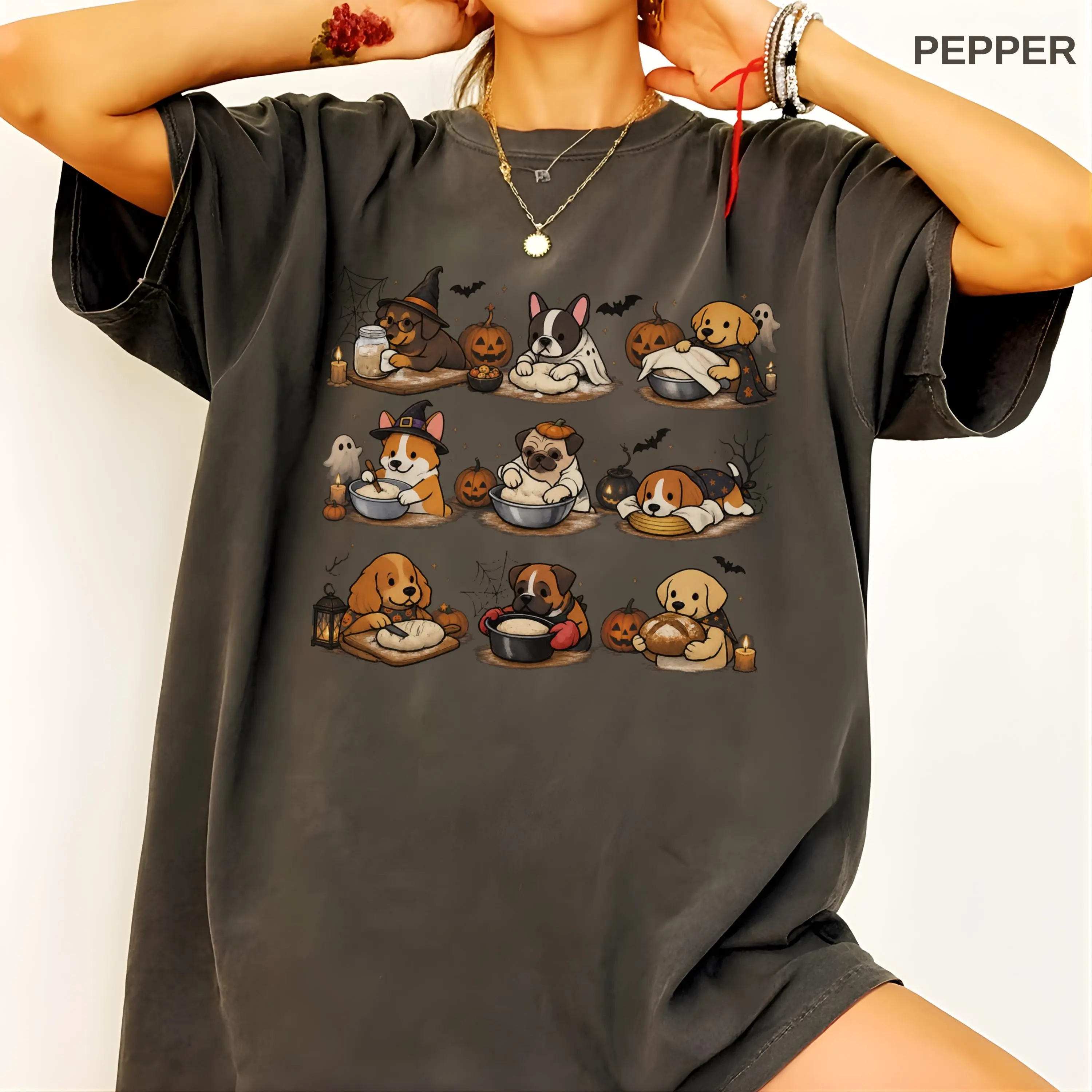 Halloween Dog Shirt, Funny Sourdough Baking Corgi Pug Beagle Tee, Cute Spooky Pup Baker Gift Top - photo 3