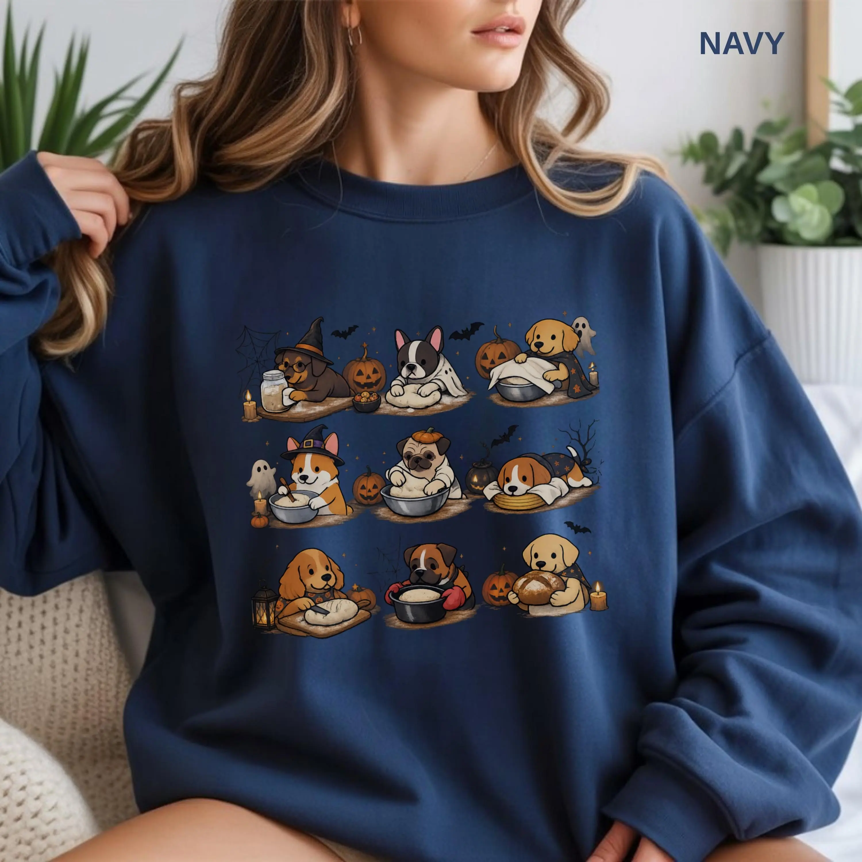 Halloween Dog Sweatshirt, Funny Sourdough Baking Corgi Pug Beagle Top, Cute Spooky Pup Baker Gift Crewneck - photo 2
