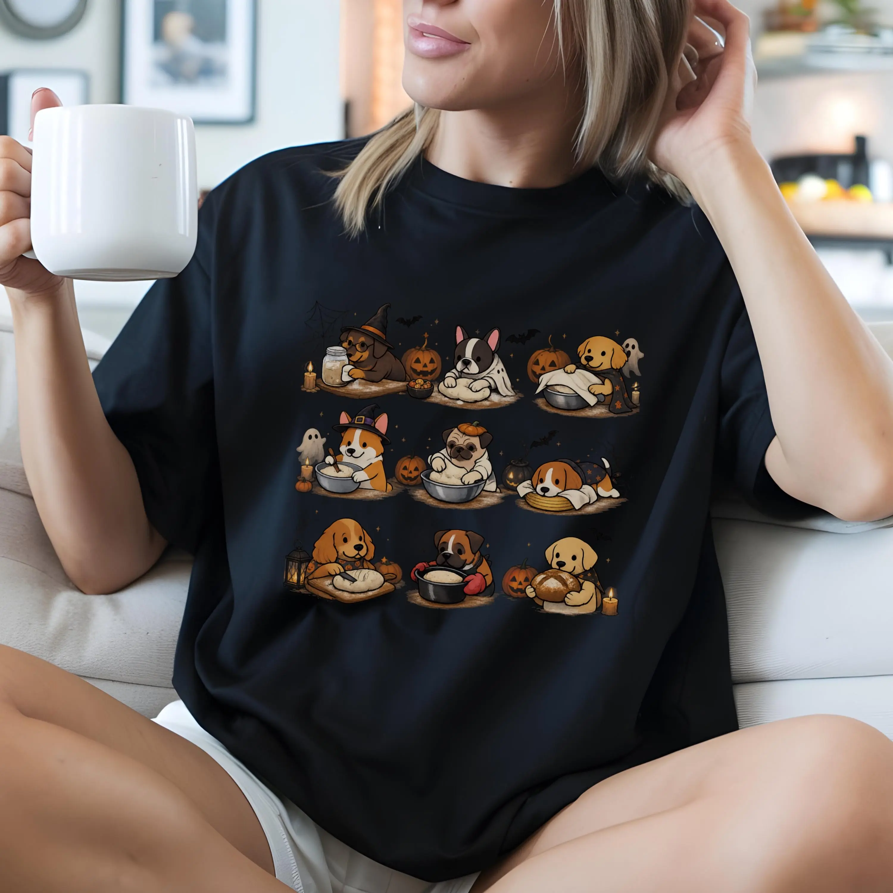 Halloween Dog Sweatshirt, Funny Sourdough Baking Corgi Pug Beagle Top, Cute Spooky Pup Baker Gift Crewneck - photo 5