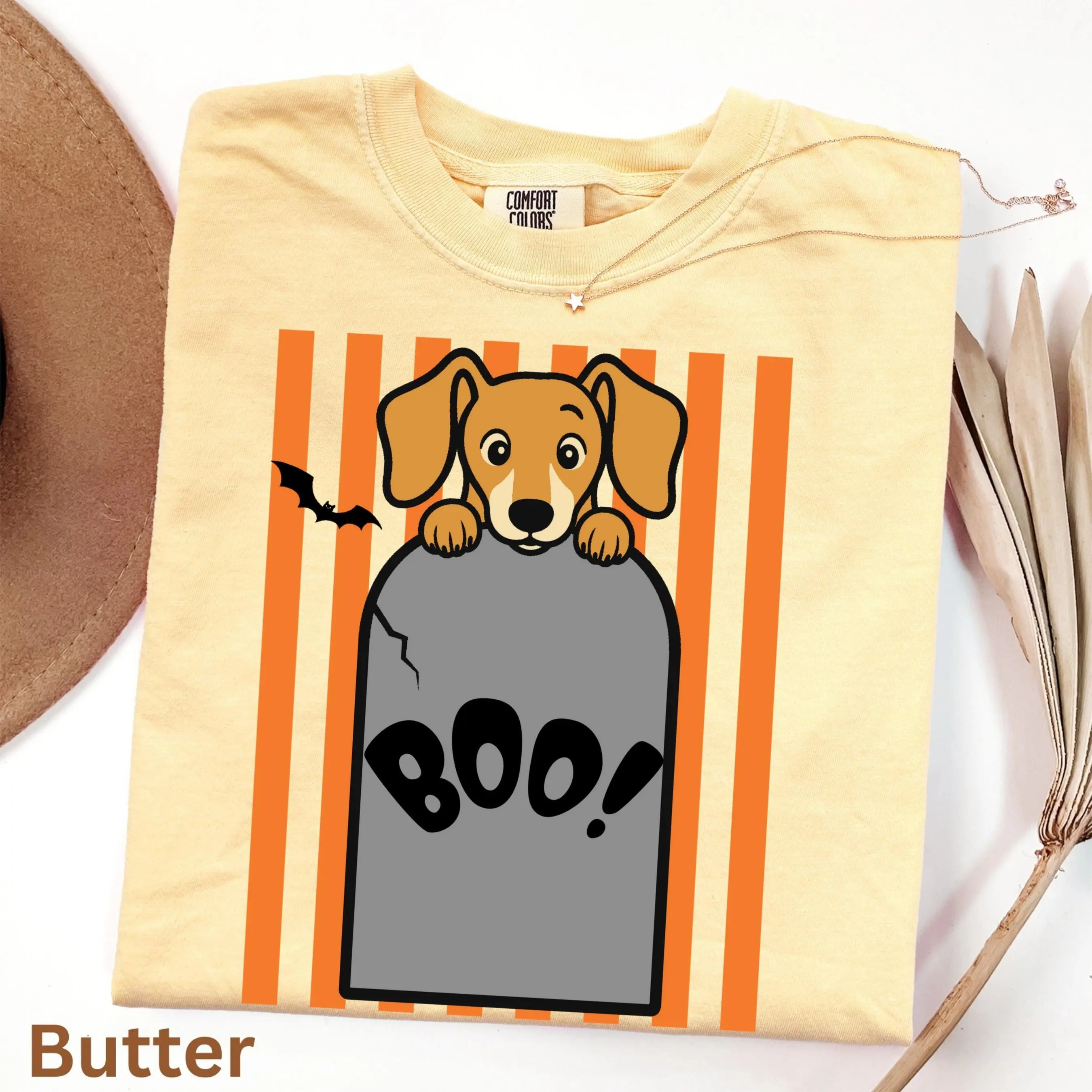 Comfort Colors Halloween Dachshund Shirt, Spooky Graveyard Dog Lover Funny Pet Mom Gift Tee