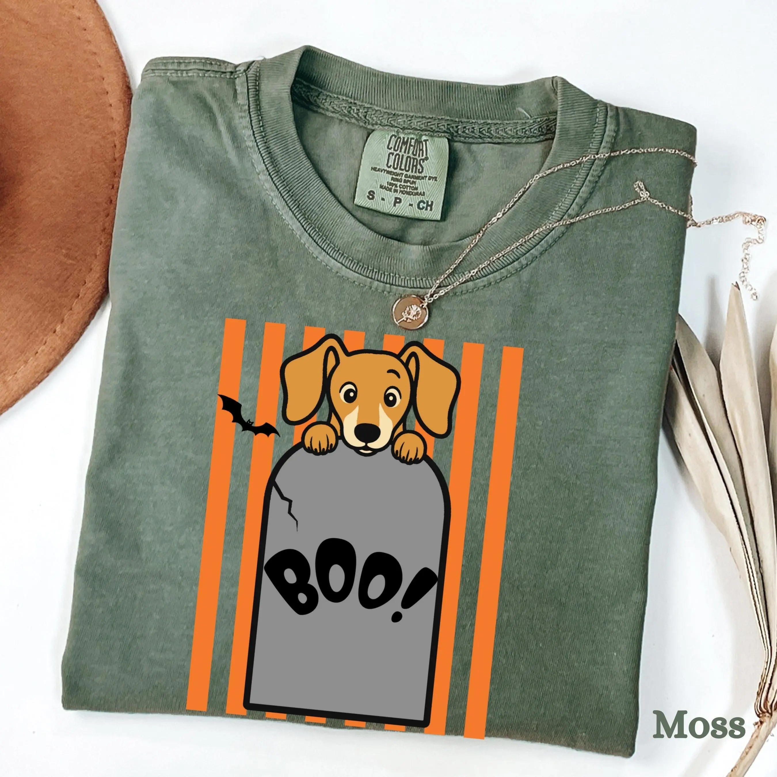 Comfort Colors Halloween Dachshund Shirt, Spooky Graveyard Dog Lover Funny Pet Mom Gift Tee - photo 3