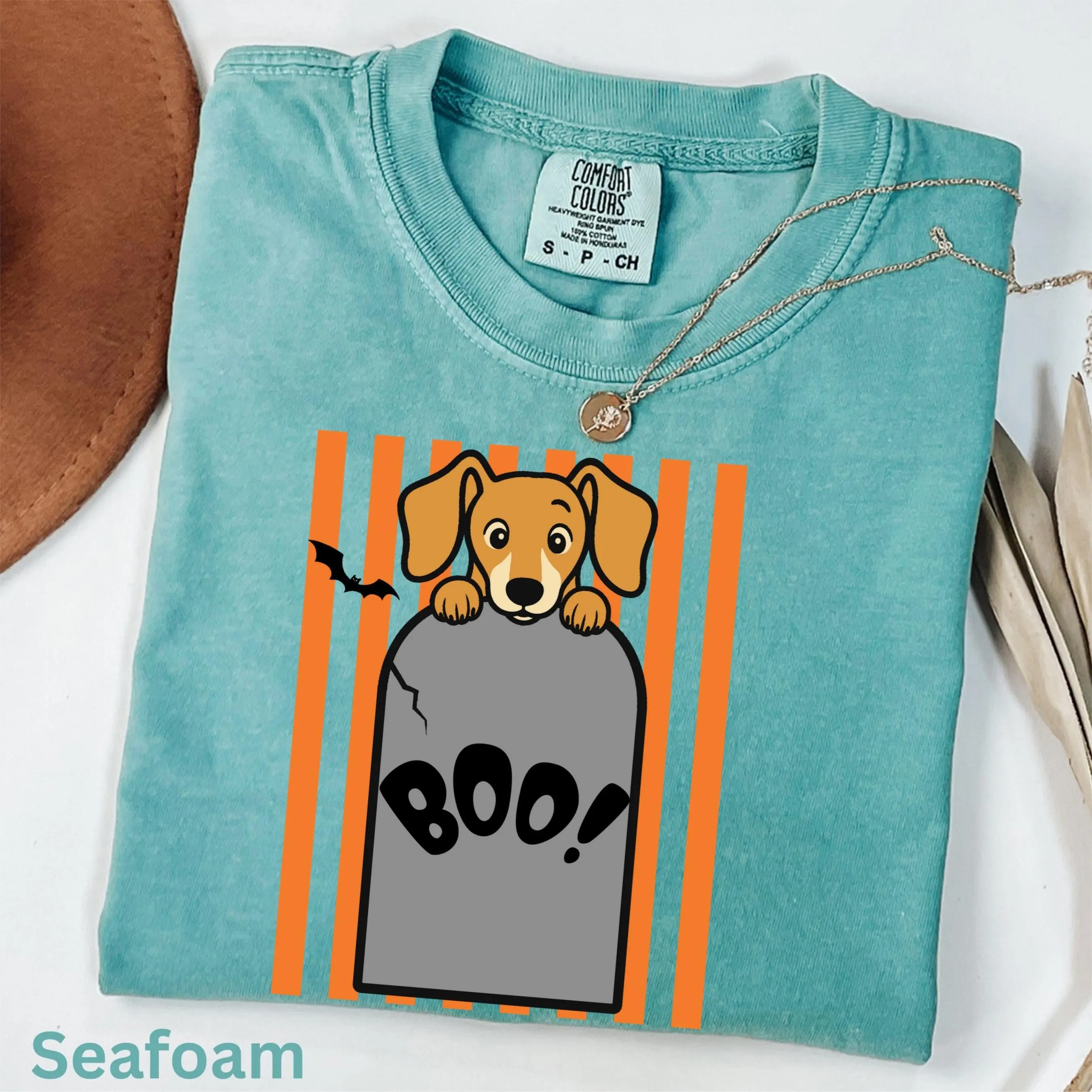 Comfort Colors Halloween Dachshund Shirt, Spooky Graveyard Dog Lover Funny Pet Mom Gift Tee - photo 4