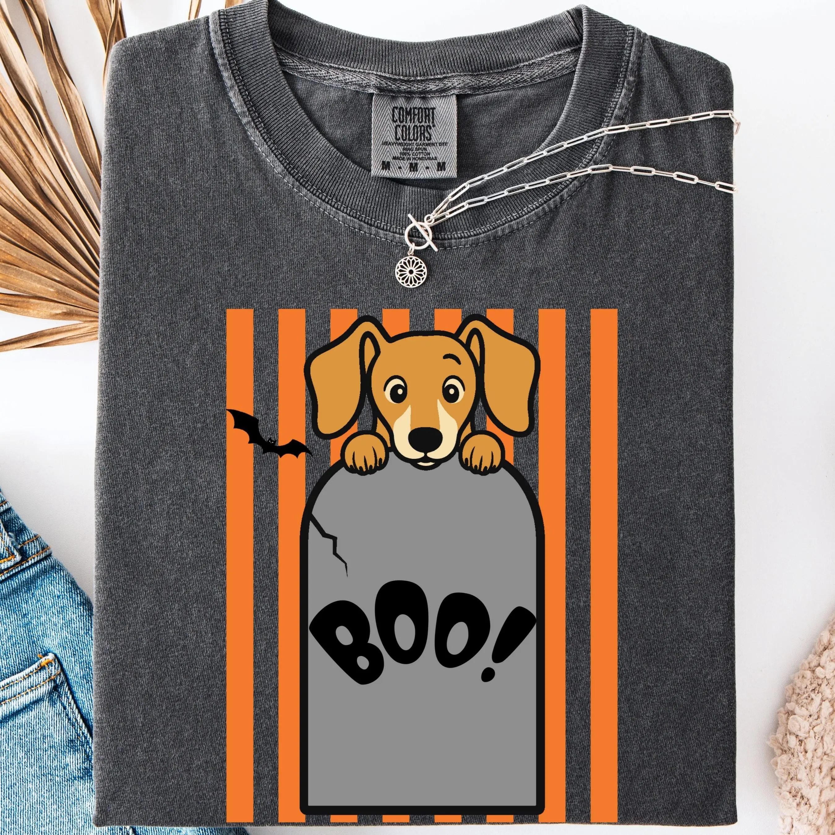 Comfort Colors Halloween Dachshund Shirt, Spooky Graveyard Dog Lover Funny Pet Mom Gift Tee - photo 5