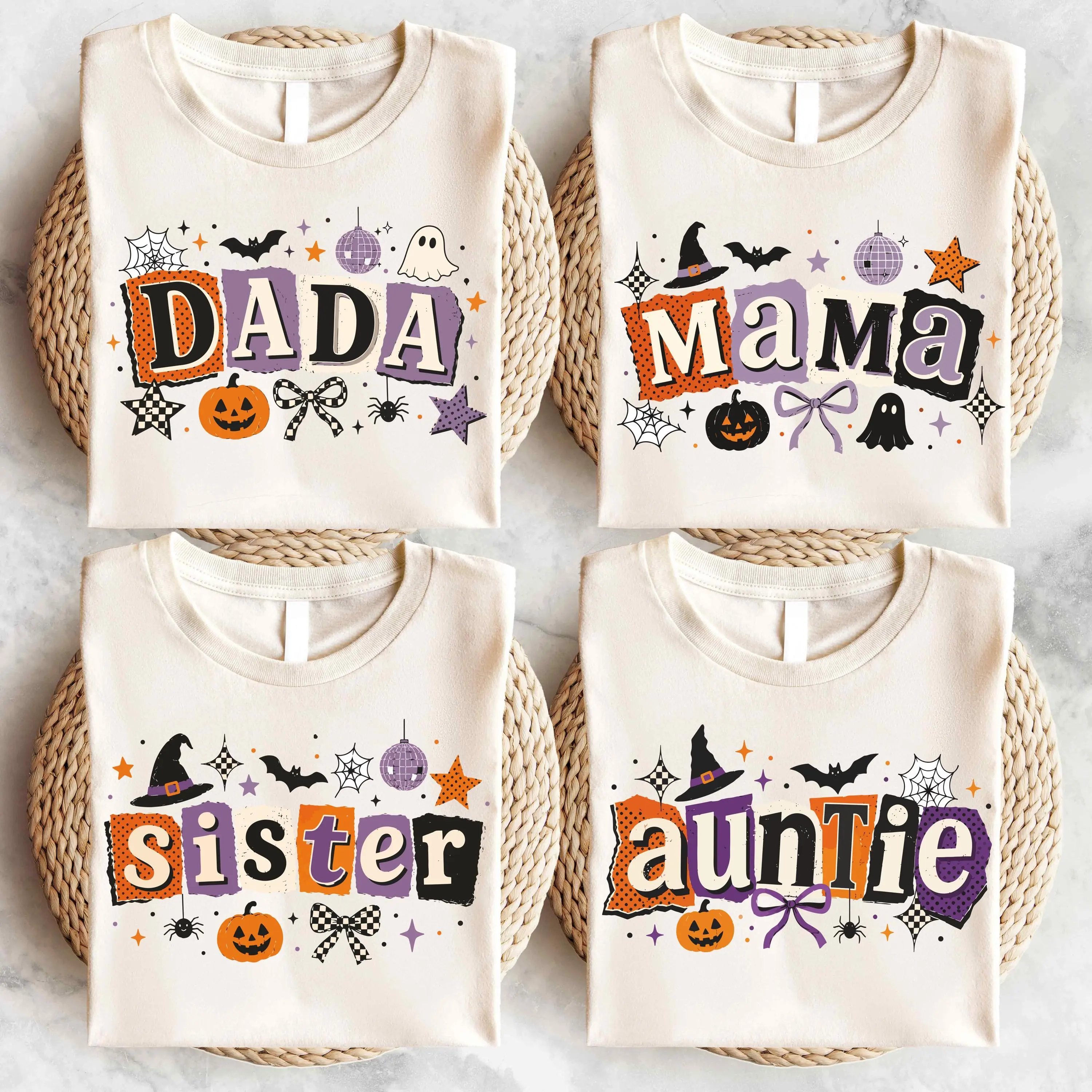 Halloween Family Comfort Colors Sweatshirt, Mama Dada Sister Auntie Matching Pumpkin Graphic Top