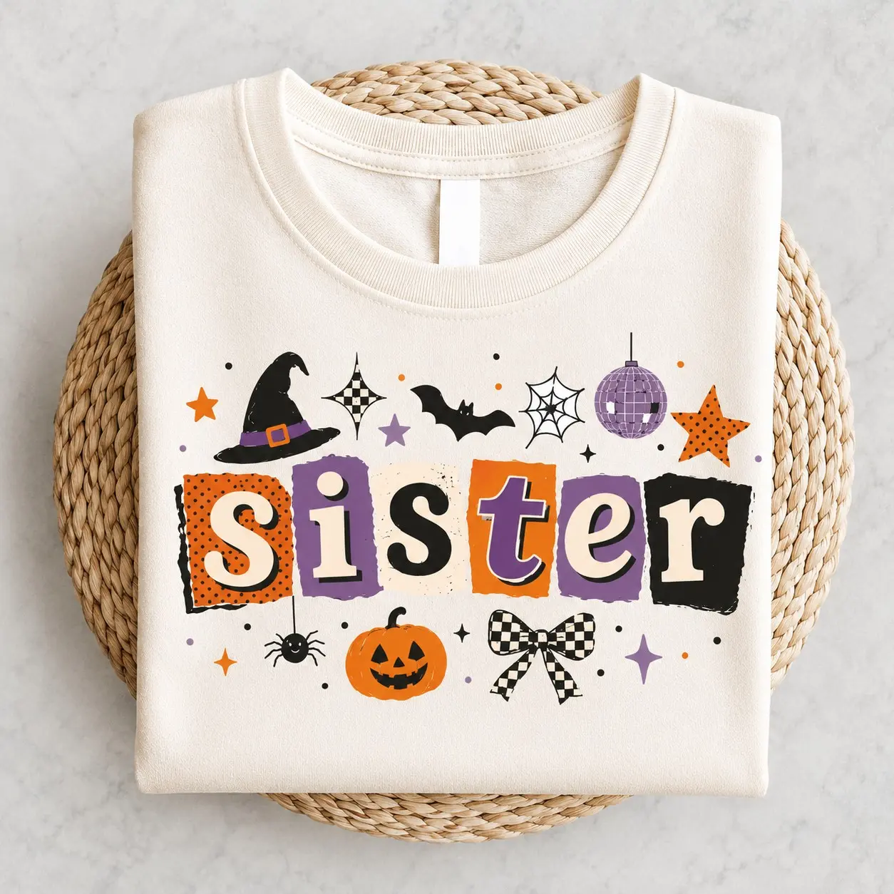 Halloween Family Comfort Colors Sweatshirt, Mama Dada Sister Auntie Matching Pumpkin Graphic Top - photo 5
